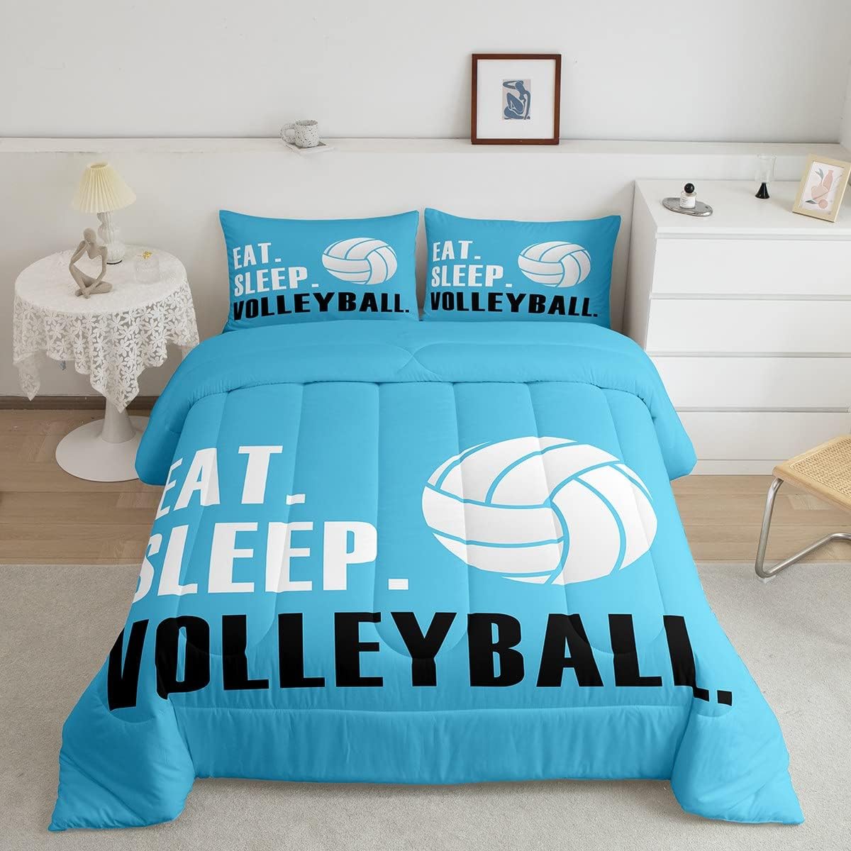 Feelyou Softball Bedding Set for Softball Lover Ball Sports Theme Comforter Girls Women Bright Teal Yellow Room Decorative Comforter Set Twin Size Girly Duvet Set 2Pcs Quilt Set