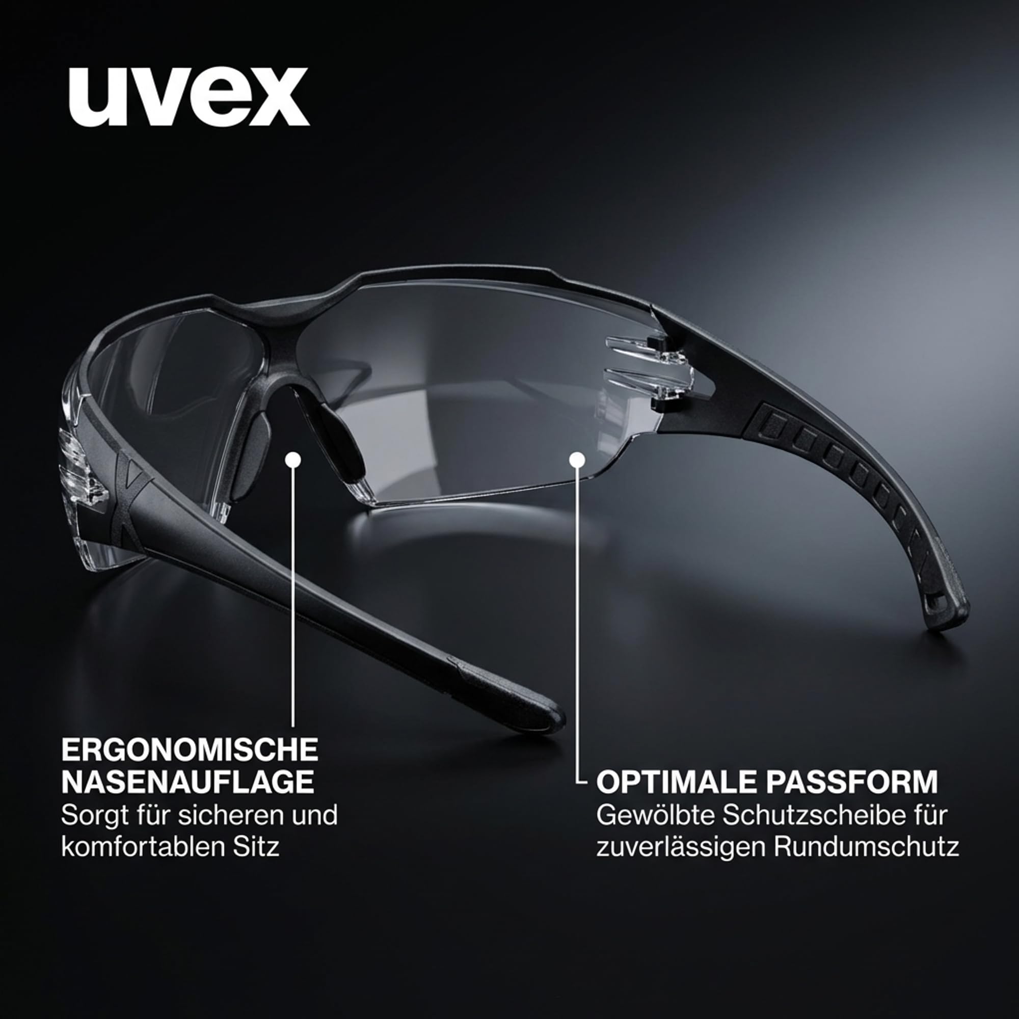 Uvex pheos Cx2 Occhiali tattici per tiro sportivo anti-appannamento antigraffio telaio Soft Seal lenti incolore STANAG 2920/4296