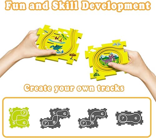 Miniatura 4 de Juego de rompecabezas de coches de pista – Pistas de coche DIY tablero educativo de rompecabezas para niños con vehículo eléctrico de juguete para