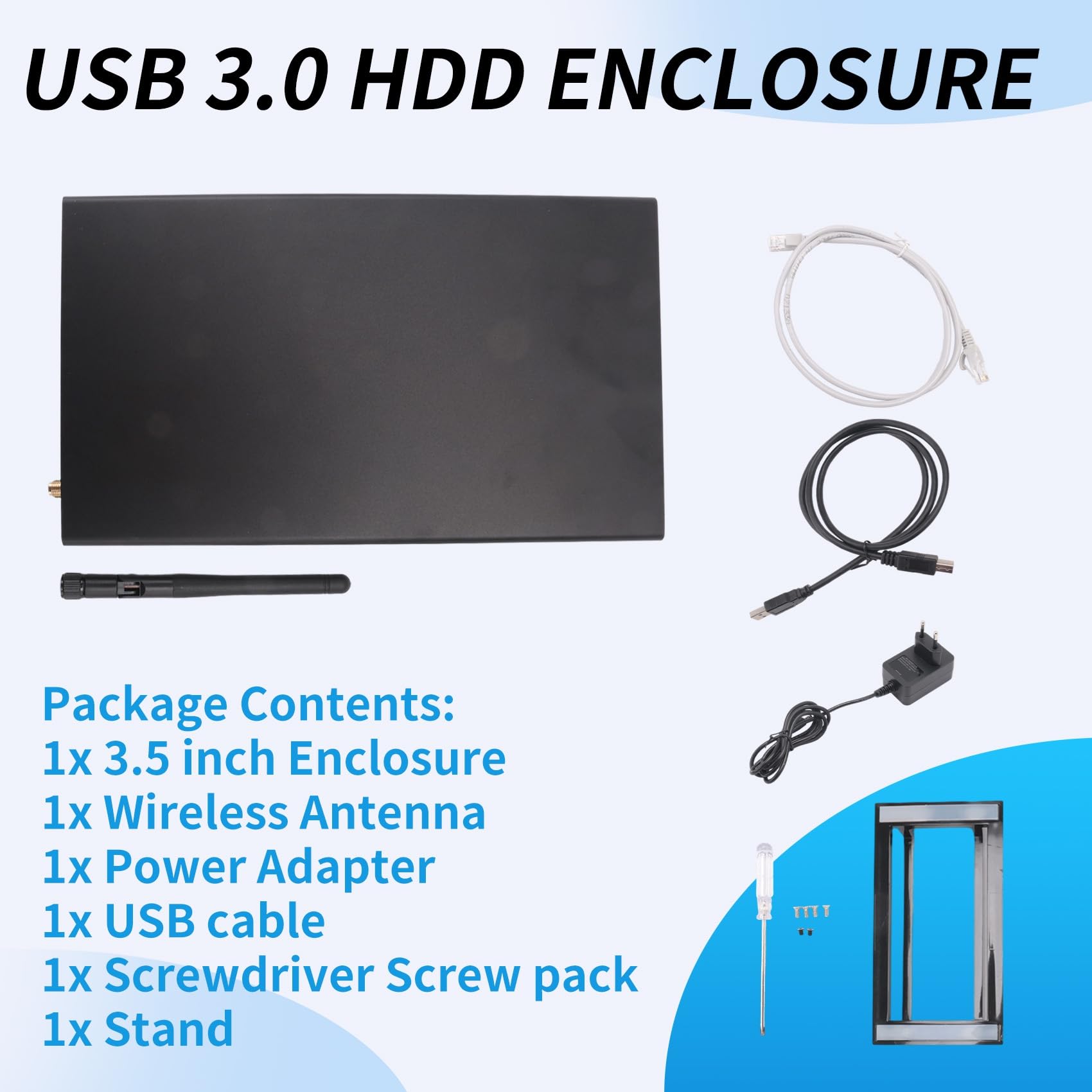 Boîtier Portable pour Disque Dur SSD 3,5 Pouces USB 3.0 RJ45 Ethernet NAS Serveur de Streaming Réseau Stockage pour Boîtier Prise UE