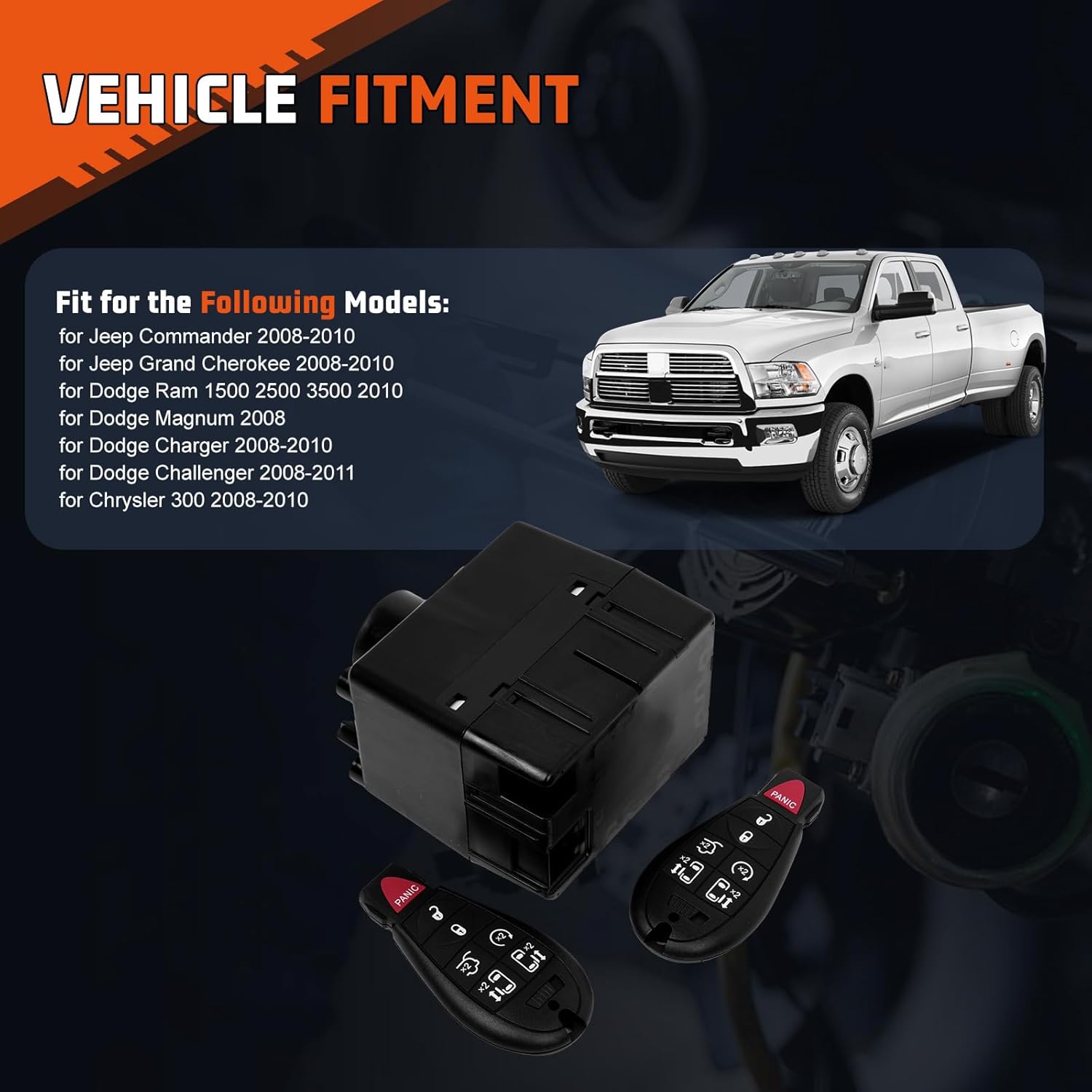 68210150AB Wireless Ignition Switch Module Remote & Keyless Entry Receiver Fit for Dodge Ram 1500 2500 3500 Challenger for Jeep Commander Grand Cherokee Replace for 68210150AA 68044060AA