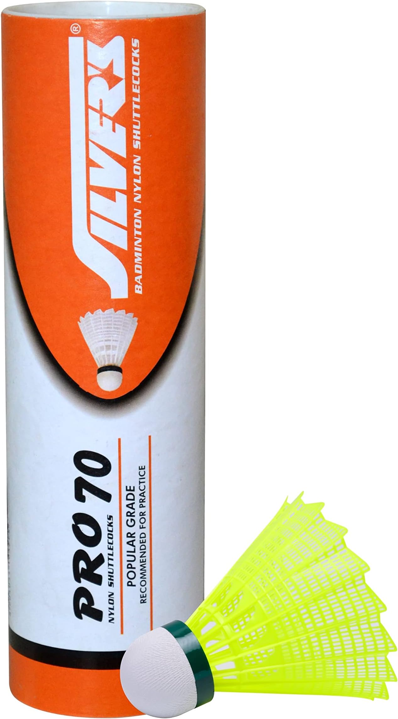 Silver's Nylon Shuttle Cock Pro-70, Pack of 6 (Yellow)