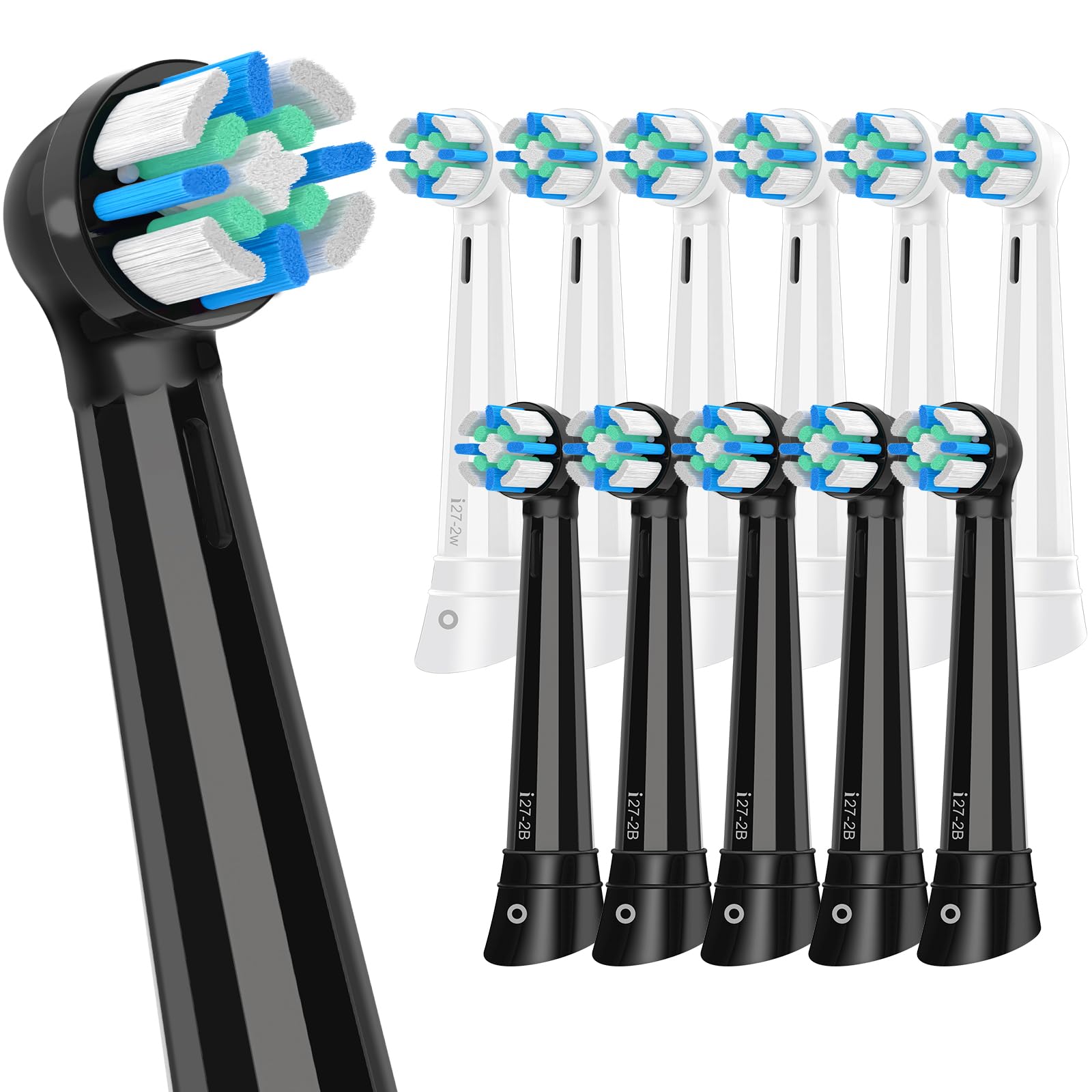 Photo 1 of 12 Pack Replacement Heads Compatible with Oral B iO, Toothbrush Heads Compatible with iO 2/3/4/5/6/7/8/9/10 Series Electric Toothbrush, Black