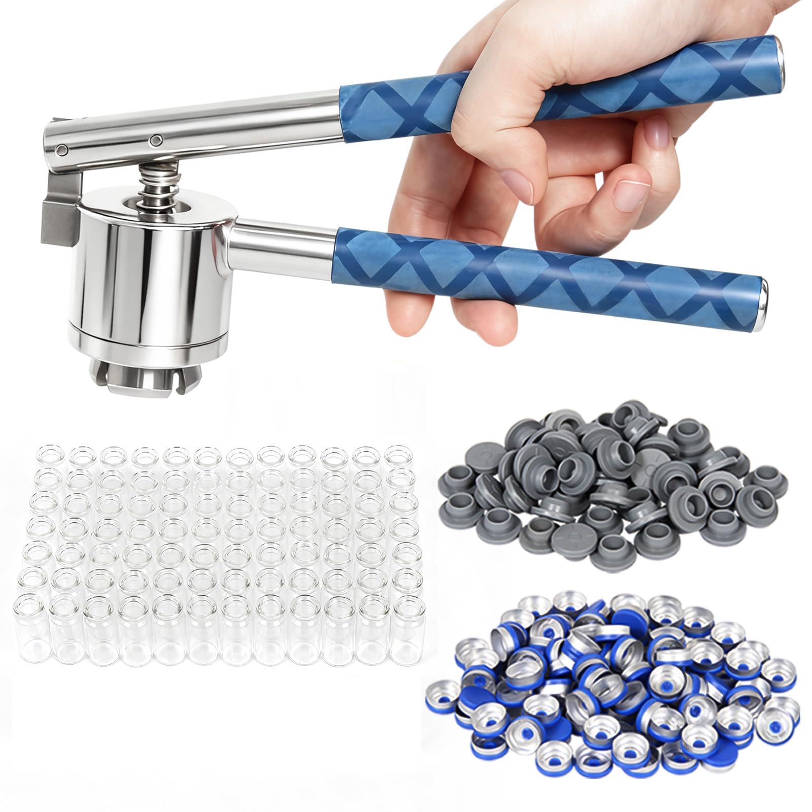 20mm Flip Top Vial Crimper + 100 Glass Vials