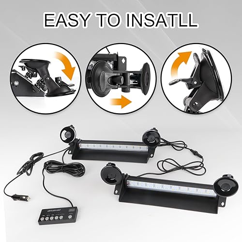 Miniatura 4 de SmallFatW 12 - Mini barra lumínica estroboscópica LED de emergencia para advertencia de camiones, alta intensidad, 7 estilos de destello que sirve