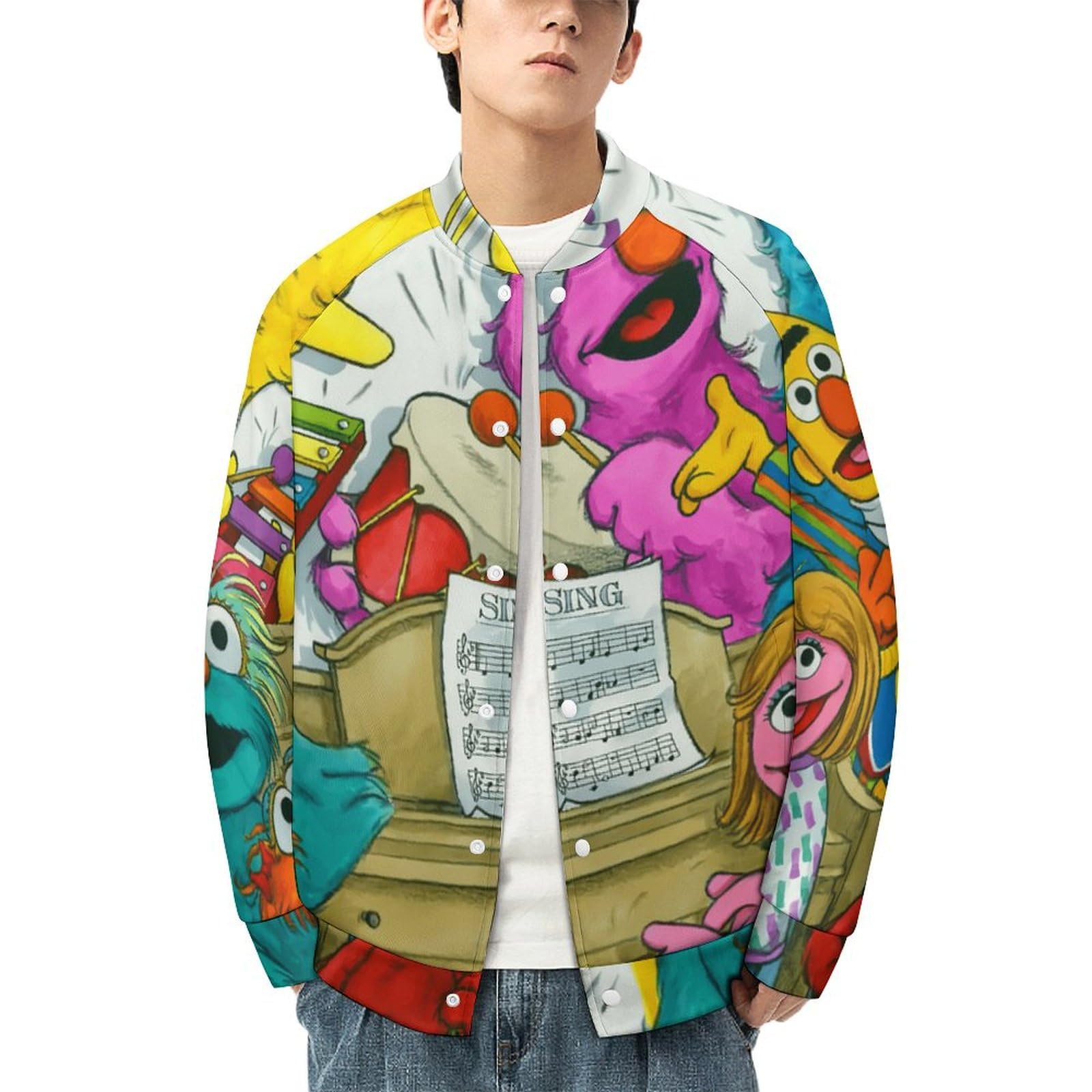 Amazon.co.jp: スタジャン セサミストリート エルモ ジャケット メンズ 