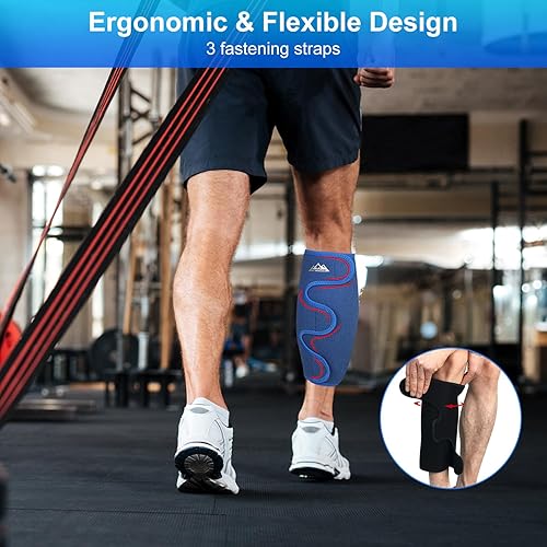 Miniatura 5 de supregear Soporte de pantorrilla, férula ajustable de compresión para pantorrilla, para hinchazón muscular, alivio del dolor, senderismo,