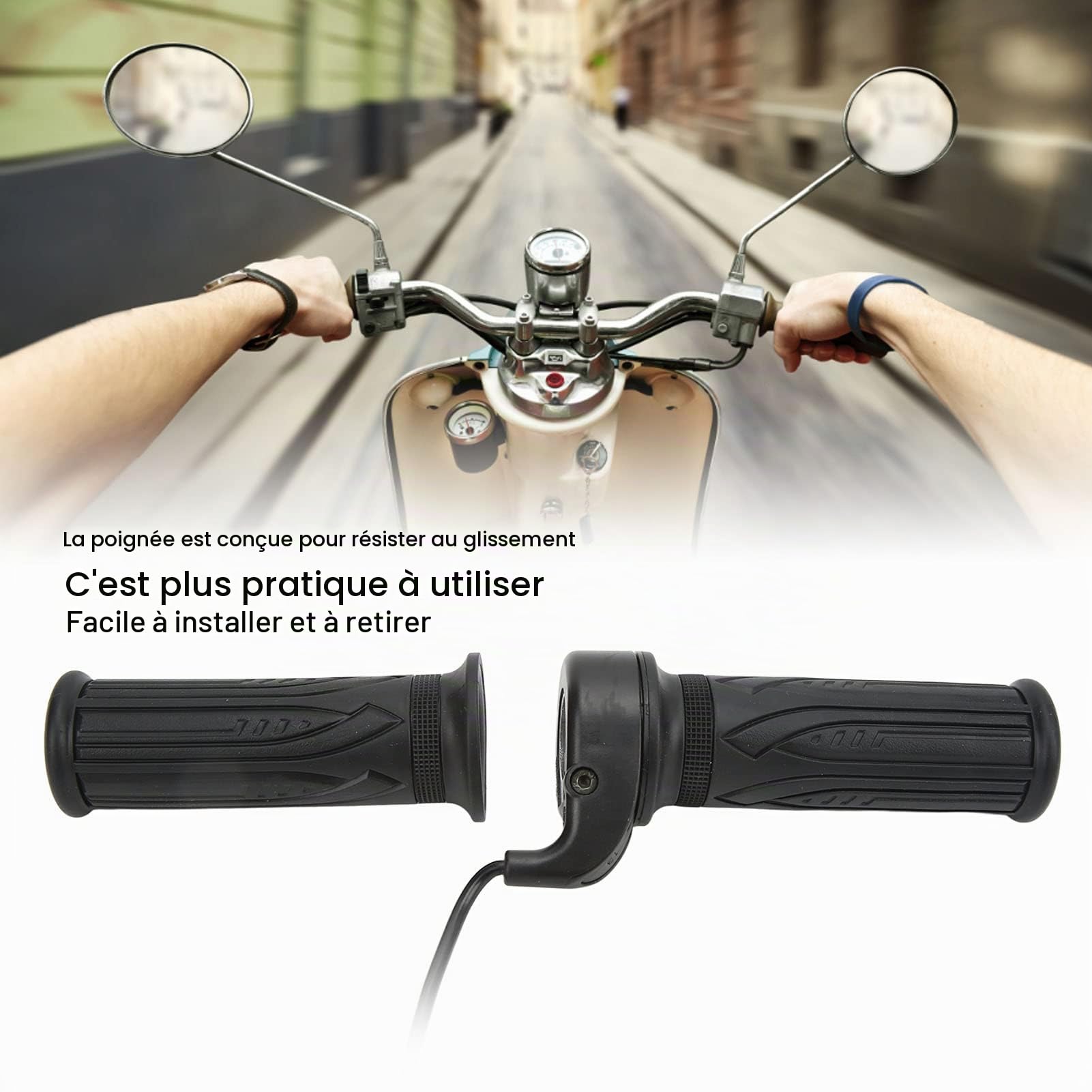 Vélo électrique Twist Throttle, 1 Paire 20X Bike Poignée D'accélérateur de Scooter Sensible Universel avec Prise SM pour Guidon de 2,22 Cm