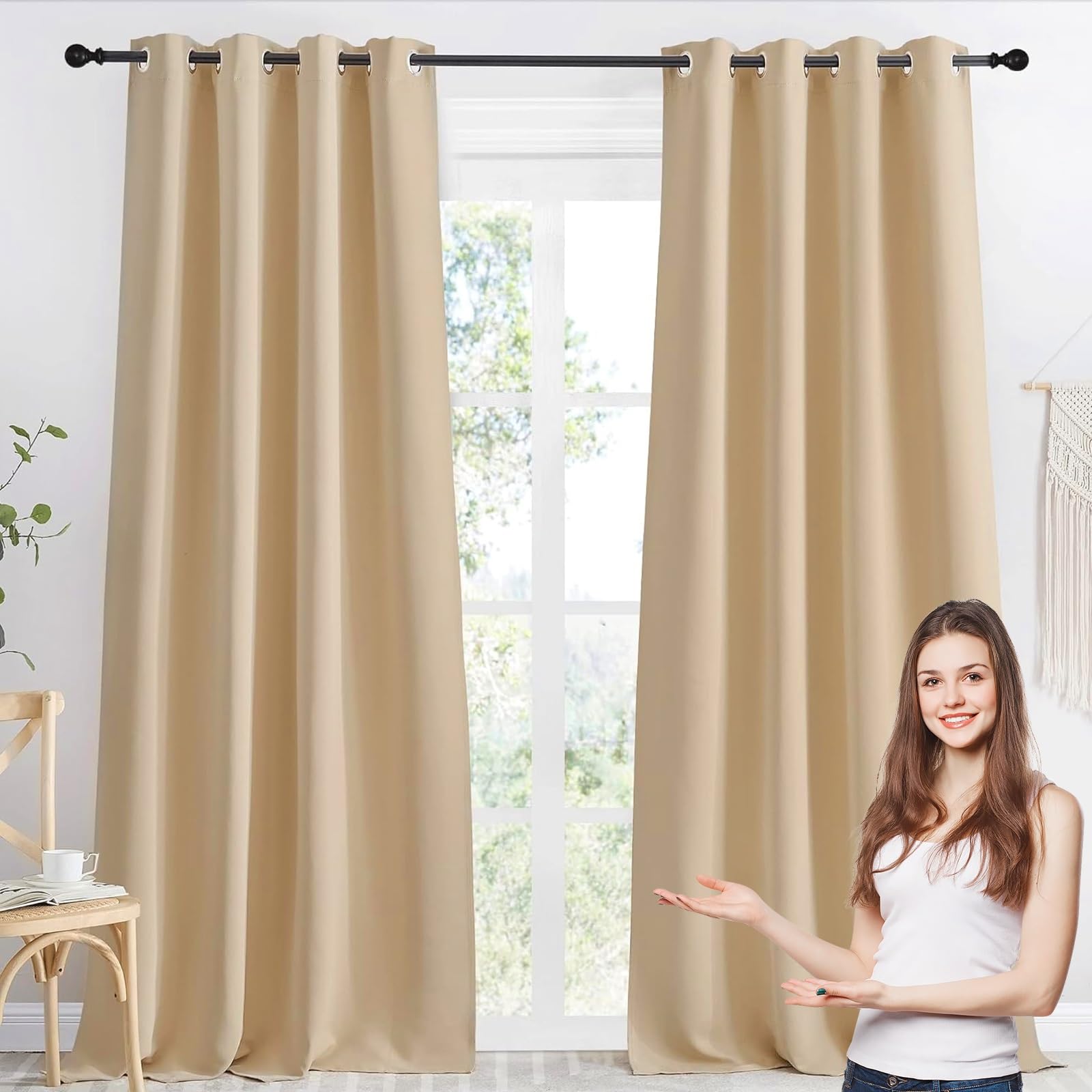 Rideaux occultants thermique isolant anti froid opaque 98x230 cm pour fenêtre