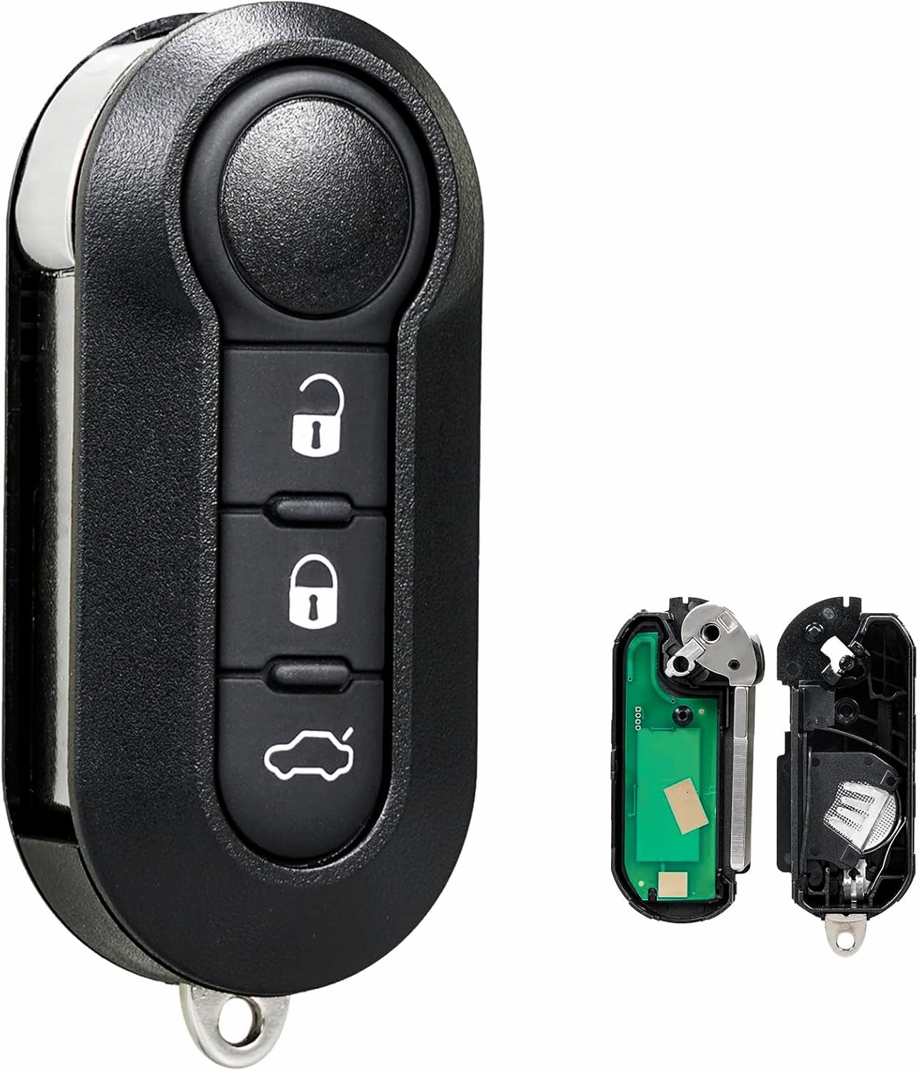3 Buttons Flip Key Fob Replacement Fits with Fiat Peugeot Citroen 500 500C