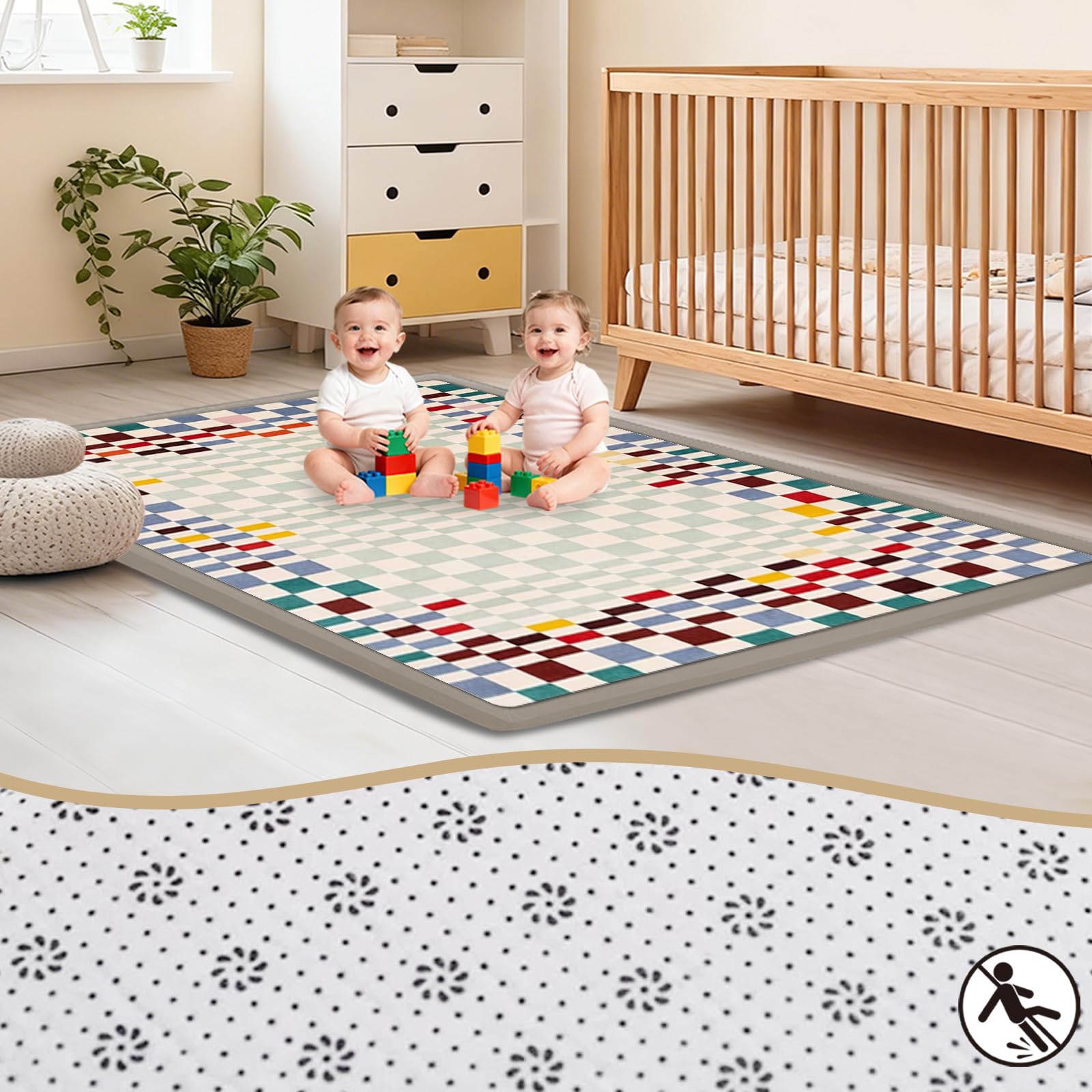 2cm Dicke Faltbare Krabbelmatte Baby, Spielmatte mit Rutschfester Unterseite, Weiche Bodenmatte aus Memory-Schaum, Teppich Kinderzimmer, Spielmatten für Laufgitter 200 x 280cm