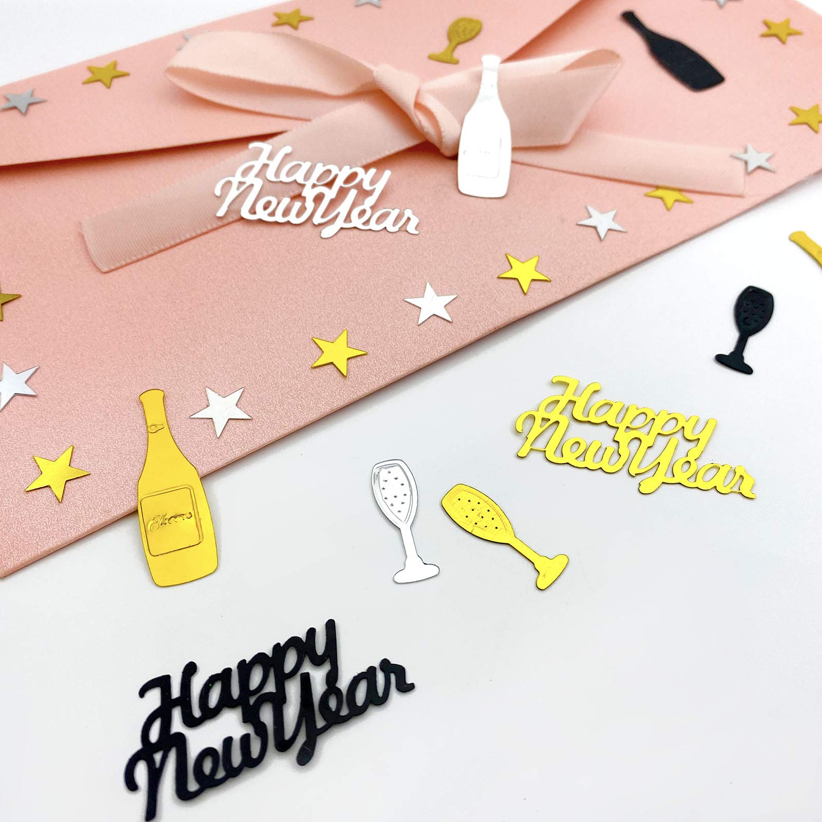 Confeti de Año Nuevo 2025 con purpurina metálica para decoración de fiestas, decoración de fiesta de Año Nuevo, 1.6 onzas, 1000 piezas