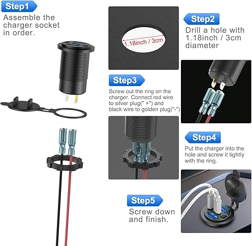 Miniatura 6 de Cargador de coche con salida USB de 78 W, 4 puertos y 12 V, súper rápido Dual PD3.0 y QC3.0 puerto USB múltiple para automóvil, reemplazo de