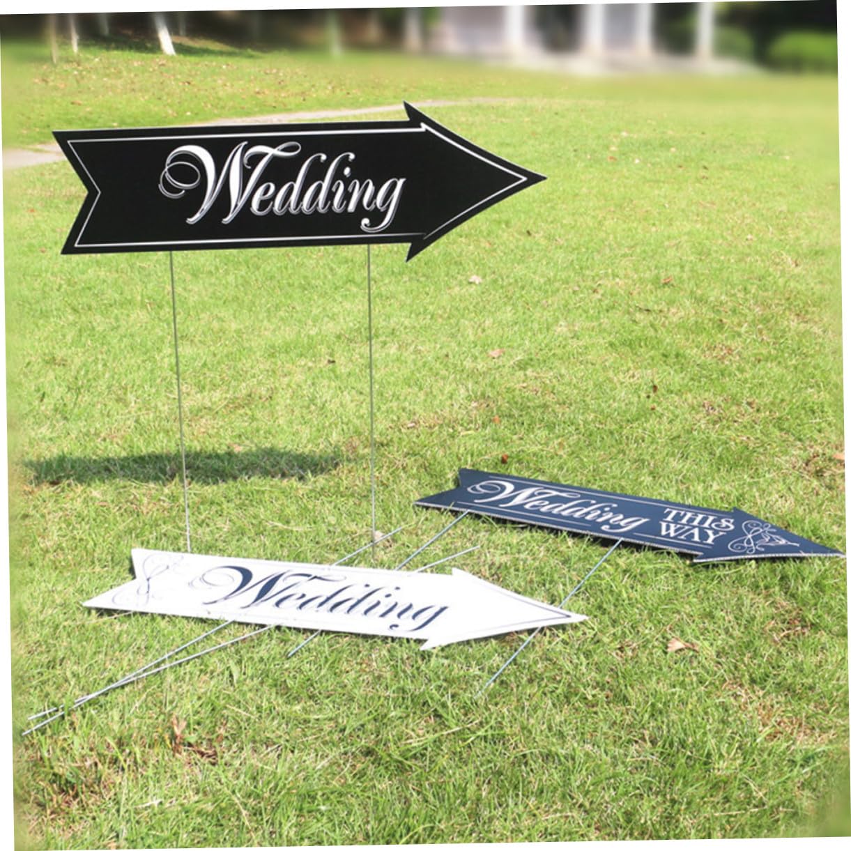 VICASKY 6 Sätze Hochzeit Schilder aus Robustem Material Leichte Gartendeko für Draußen Wegweisung bei Zeremonie und Empfang Romantische Hochzeitsdeko für Garten