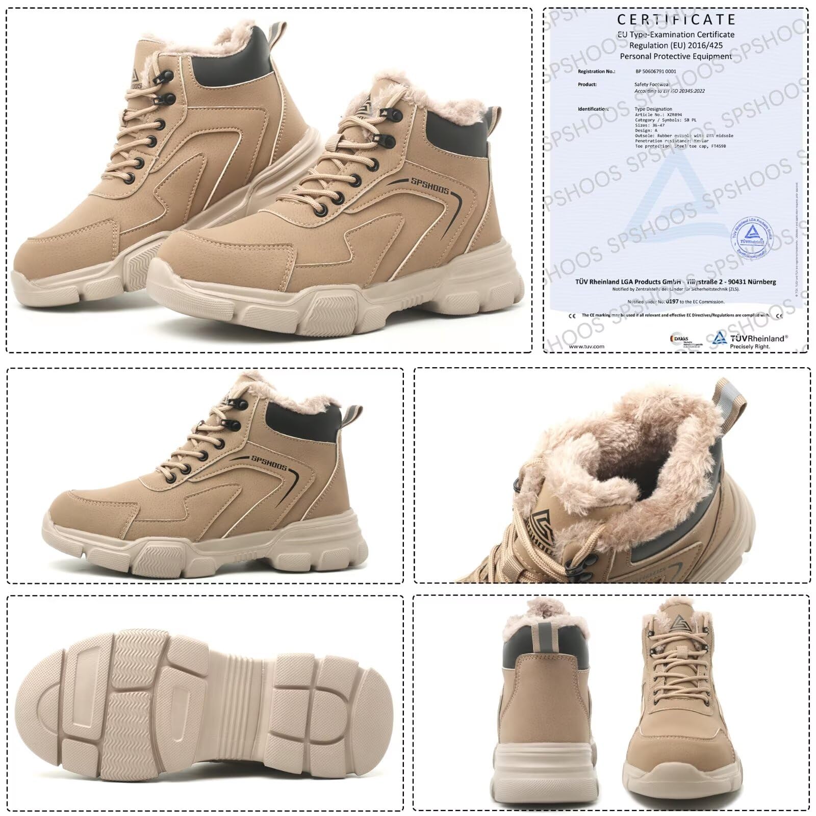 Scarpe Antinfortunistiche Invernali Uomo Donna Scarpe da Lavoro Stivali di Sicurezza Antiscivolo Impermeabili Caldi con Puntale in Acciaio