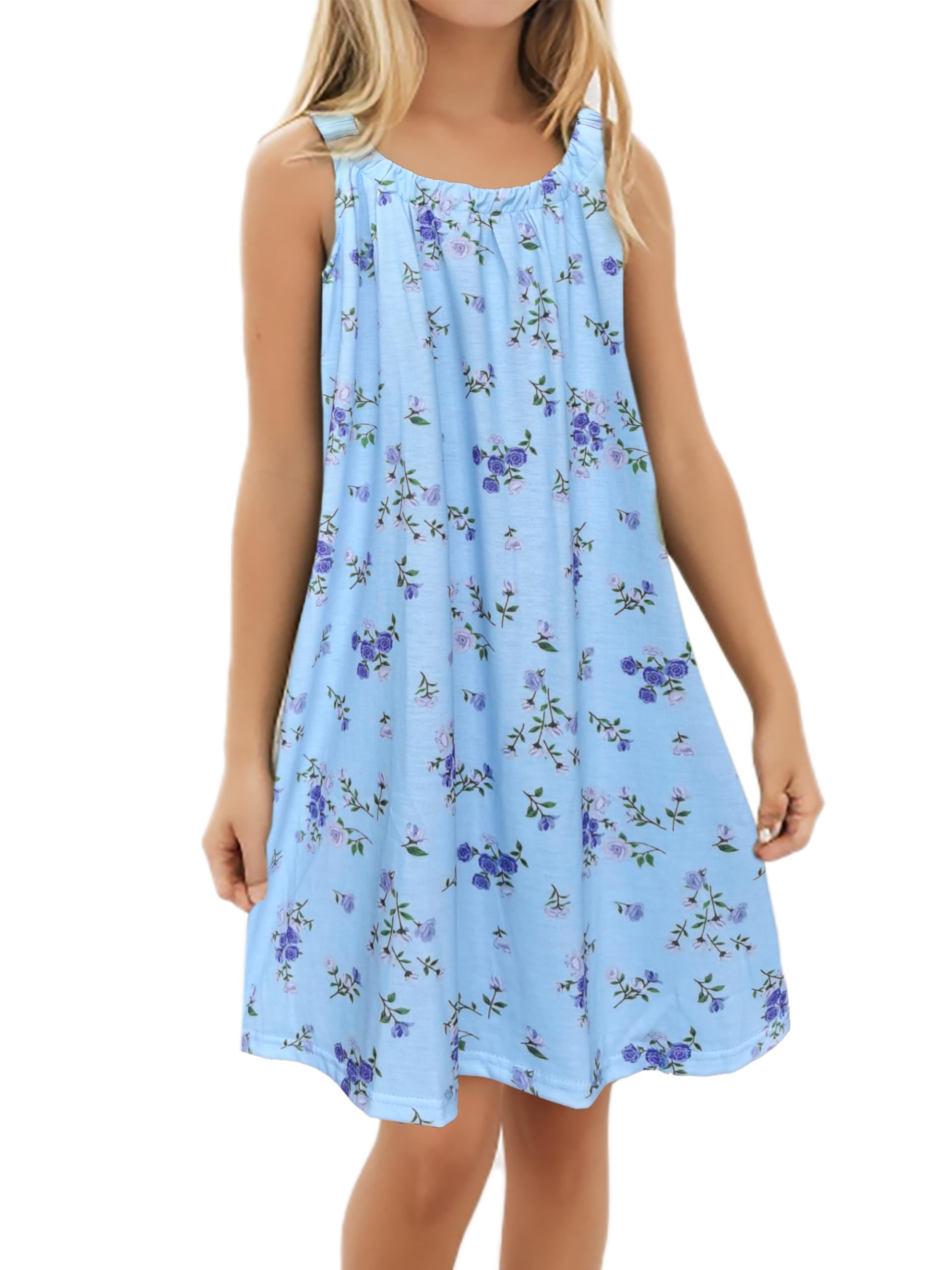 TongKiKi Girl's Beach Swim Cover Up Summer Sleeveless Tank Halter Dresses