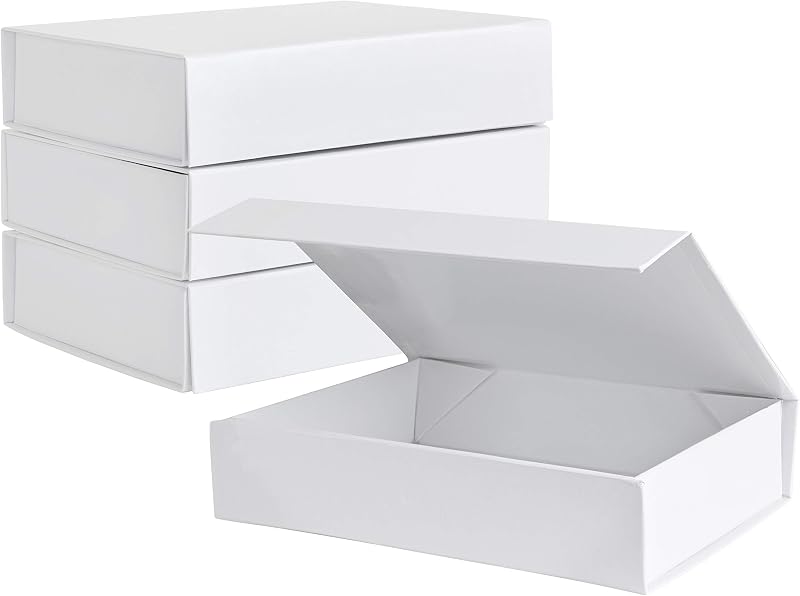 Purple Q Crafts White Hard Gift Box with Magnetic Closure Lid 7 inch x 5 inch x 1.6 inch Rectangle Small Boxes For Gifts With White Glossy Finish (2 Boxes), 1 Count (Pack of 2)