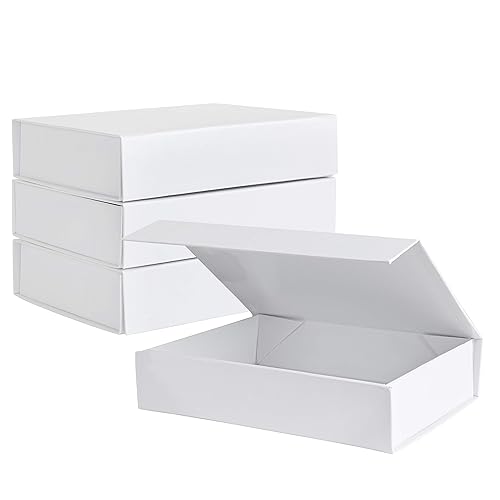 Caja de regalo rígida blanca con tapa de cierre magnético 7 x 5 x 16 pulgadas cajas pequeñas rectangulares para regalos con acabado blanco brillante
