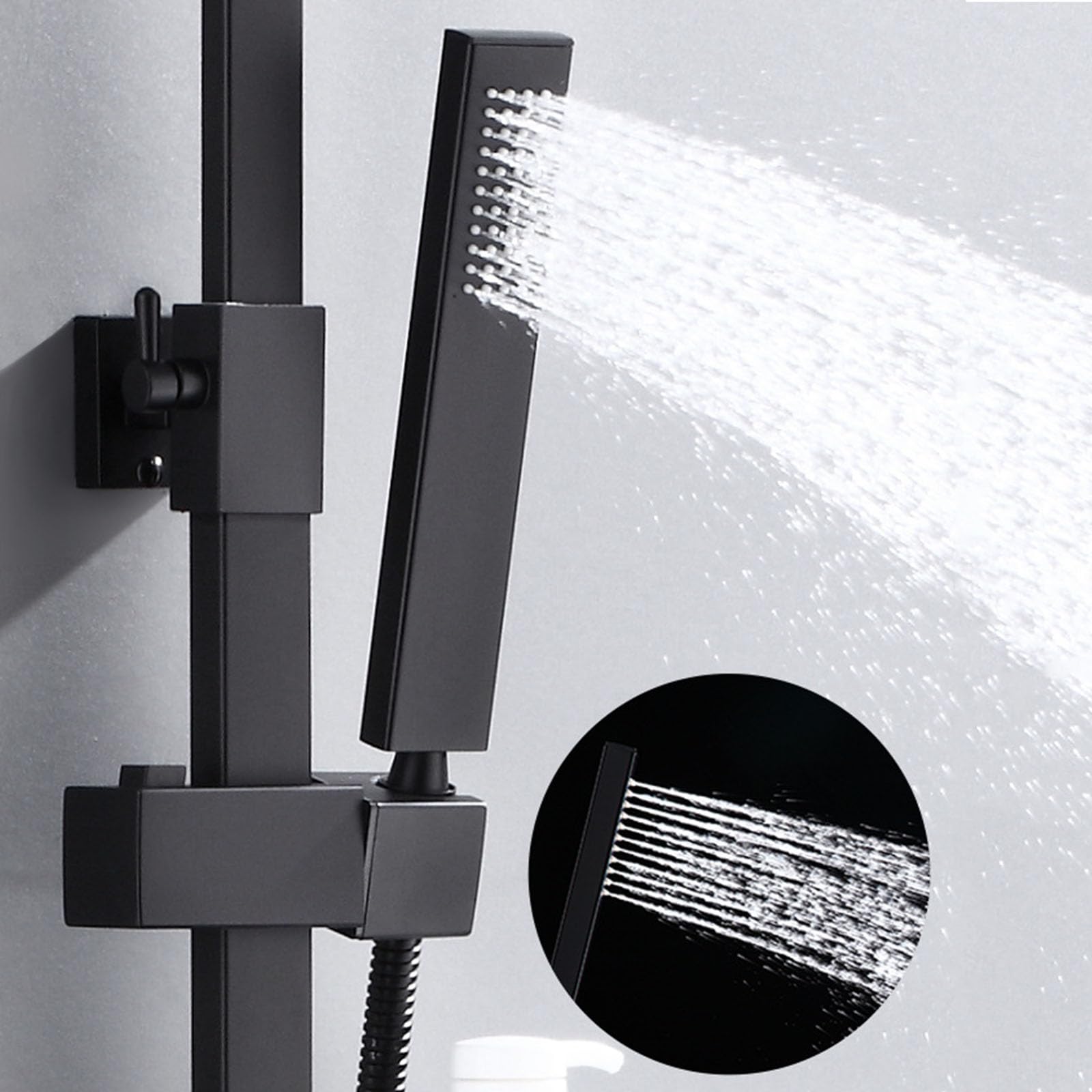 Sistema Doccia Nero con Display Digitale, Set Rubinetto termostatico per Bagno a 4 Vie con beccuccio per Vasca, soffione a Pioggia da 10", doccetta e doccetta per Bidet
