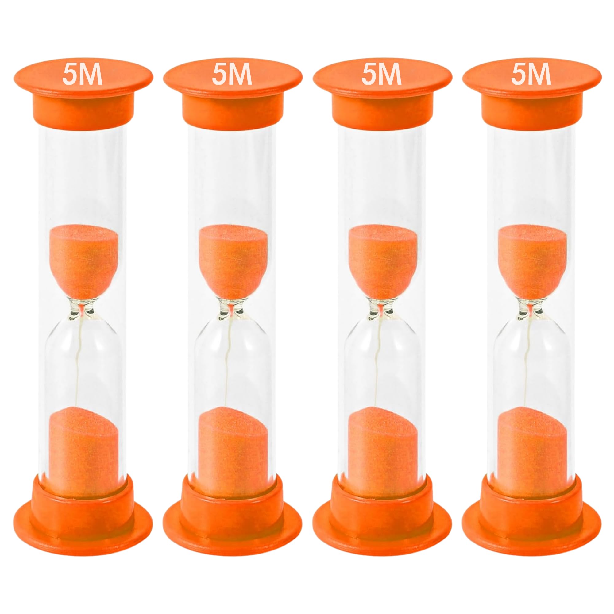 TeacherFav Sanduhr für Kinder – 5-Minuten-Set mit 4 Stundengläsern – orange Farbe – mit Acryl überzogen für Klassenzimmer, Zuhause und Kinderzimmer
