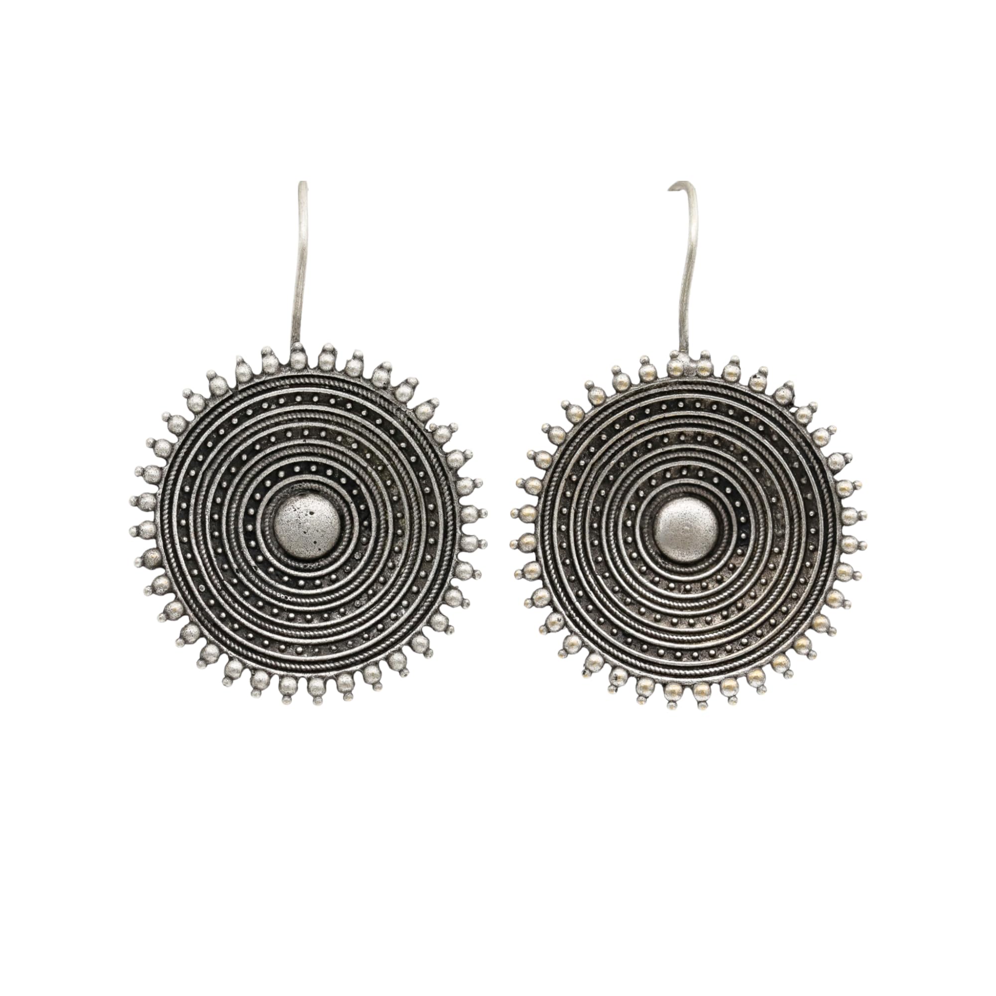 JeweltosOxidized Metal Circle Drop Earrings | For Womens & Girls