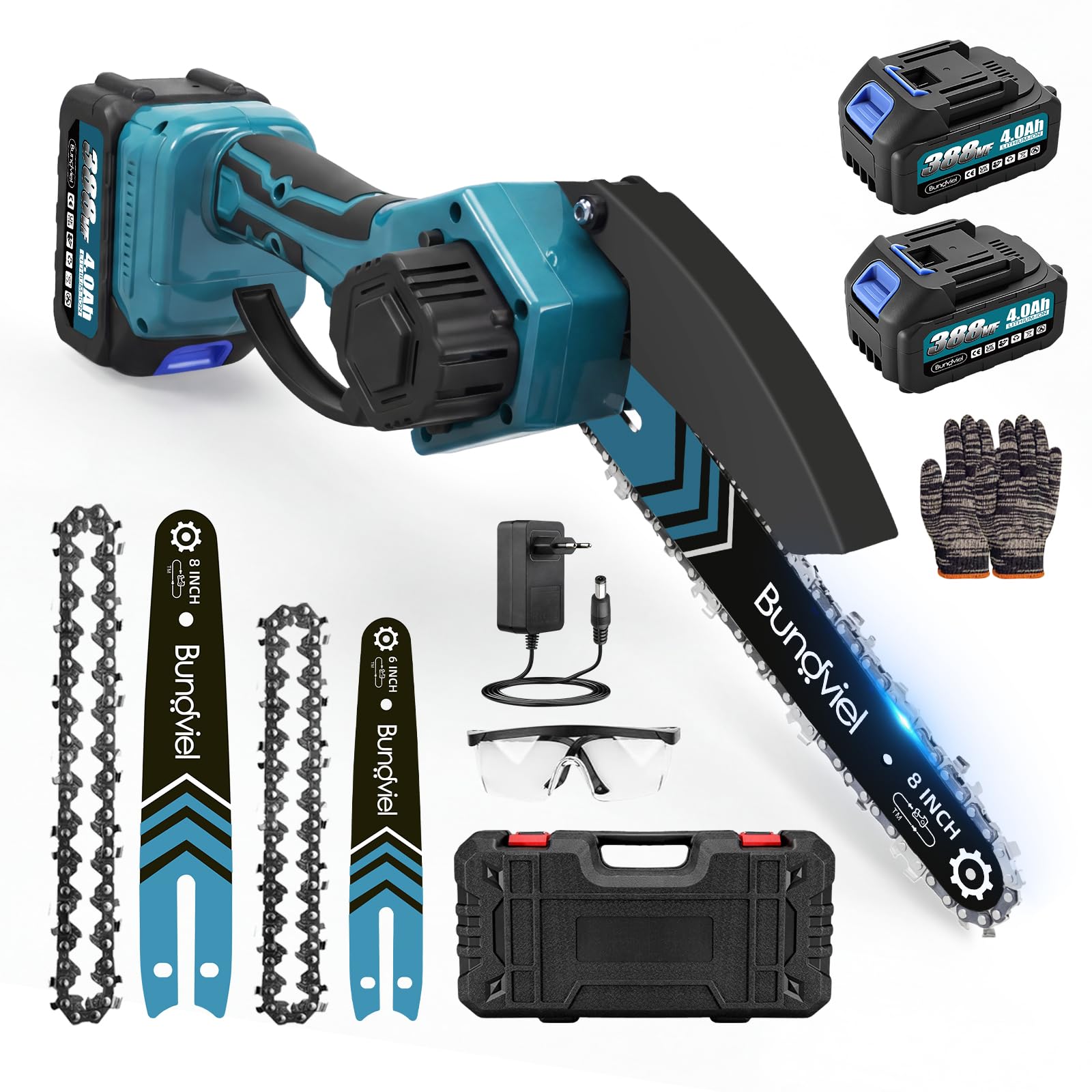 Akku Kettensäge Kompatibel mit Makita 18V,Bürstenloser Motor Mini Kettensäge mit 2x 4Ah Akku,6/8 Zoll Handkettensäge für Holzschneidenz,Garten & Äste für Männer zu Valentinstag