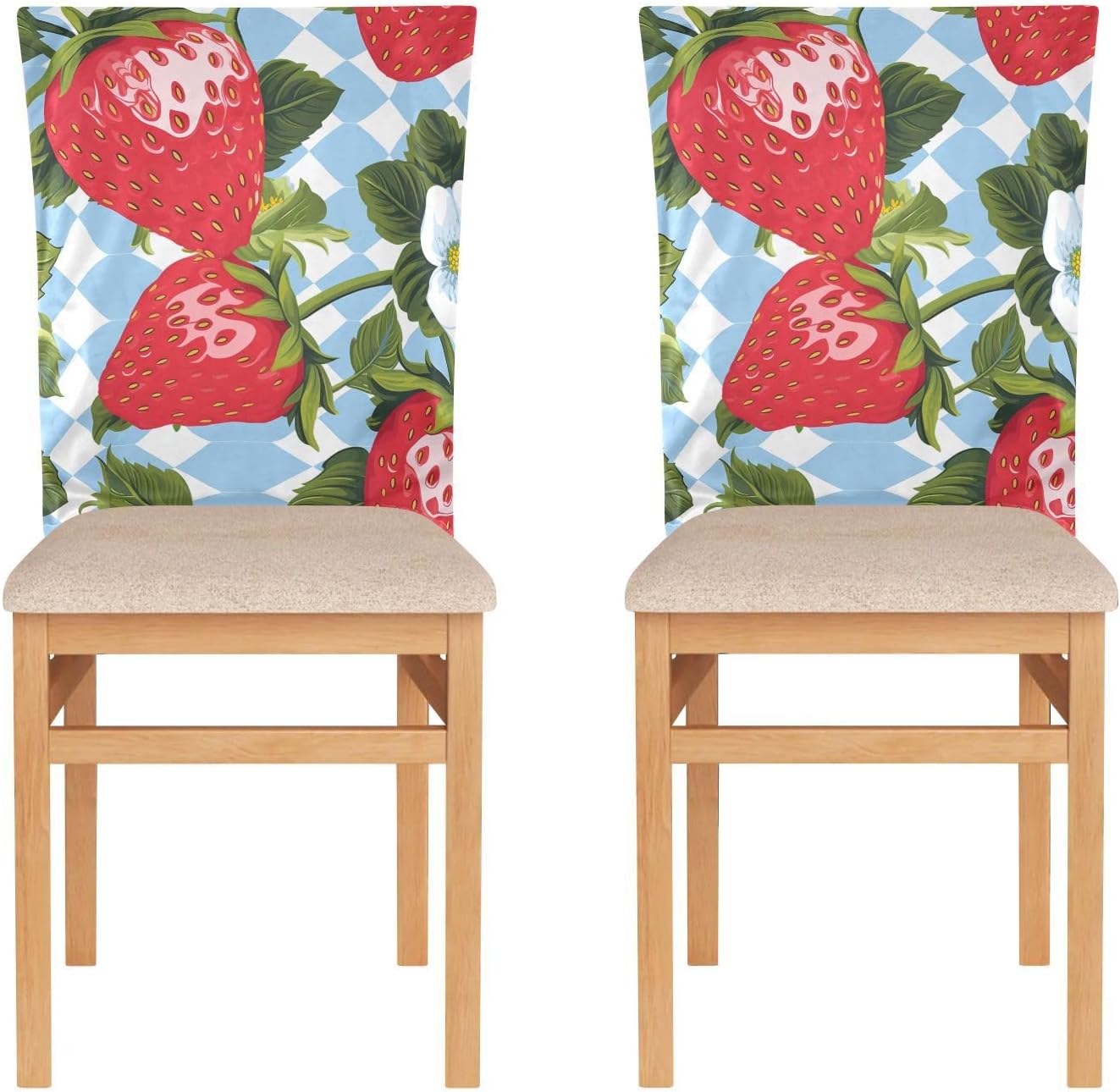 ALAZA Strawberry Geometric Chair Back Cover Set of 6, Washable Reusable Removable Chair Slipcovers Decorative Chair Cover for Home Kitchen Wedding Party