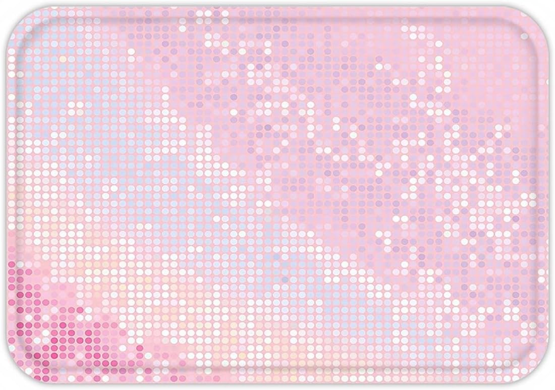 Minicoso Doormat Modern Abstract Pattern in Pastel Pink Tones Disco Ball Style Party Theme Artwork Light Pink Baby Pink