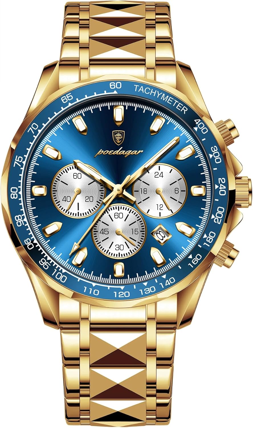 Poedagar Fashion Men's Luxury Watches Waterproof Luminous Date Chronograph Watch for Man Stainless Steel Sports Quartz Men Watch