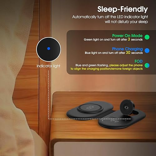 Miniatura 5 de Cargador inalámbrico para múltiples dispositivos Apple, estación de carga magnética rápida 3 en 1pad compatible con iPhone 15141312Pro MaxSE11XSXR8