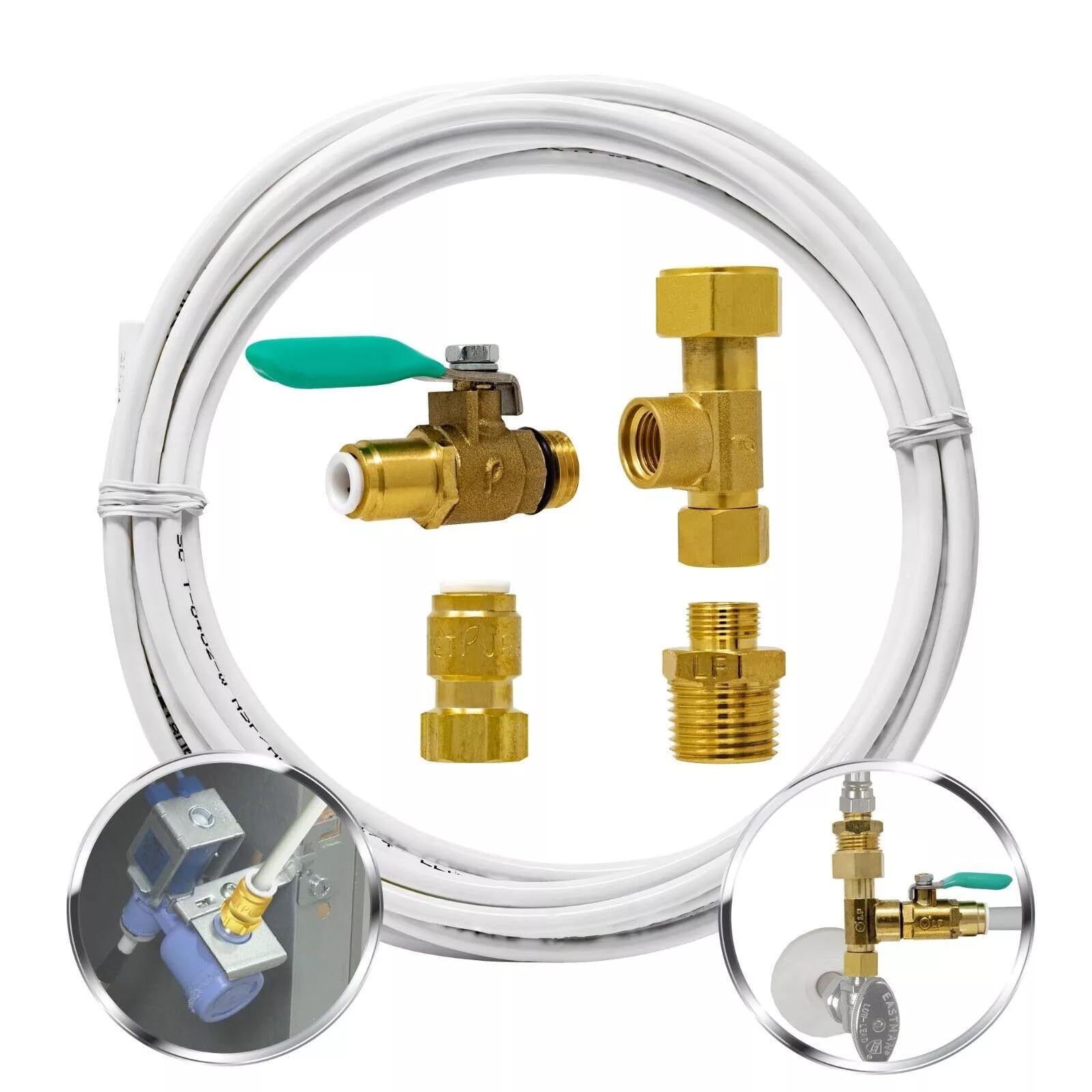 Damyprd ‎Does Not Apply Ice Maker Installation Kit - 1/4" Brass Tee Valve With 25Ft Refrigerator Water Line, Compatible With Ice Makers & Most Refrigerators (Fridge Install Accessories)
