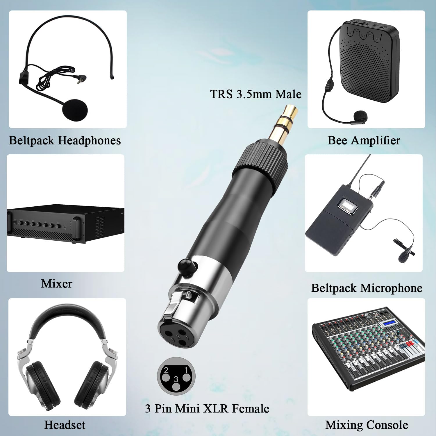 2 Pezzi Connettore XLR 3 Pin Microfono Audio MIC Adattatore - Foto 4