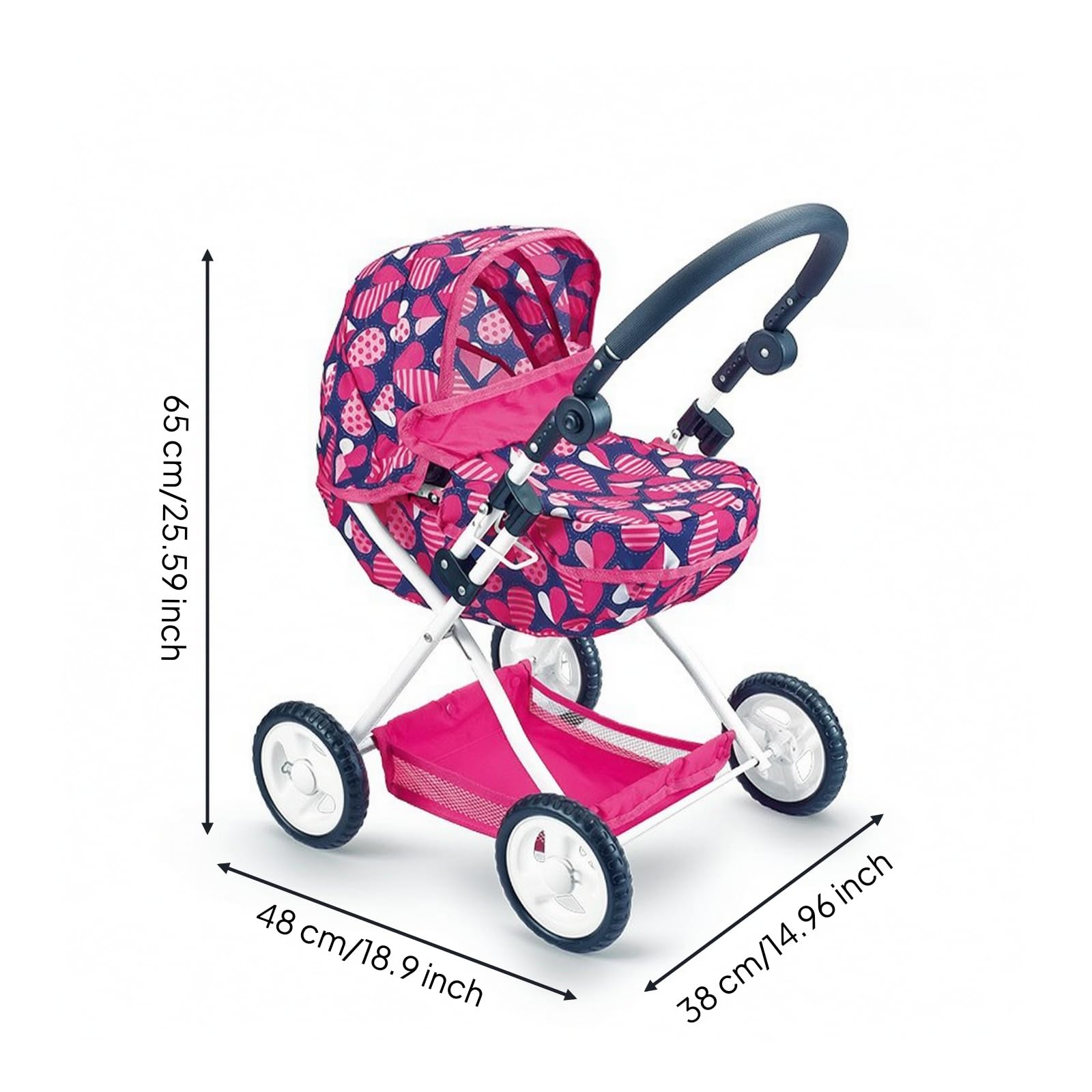 Sharplace Cochecito de Muñecas Carrito de Muñeca Silla de Juguete Cuna Paseadora para Muñecas con Estructura de Hierro y Ruedas, Cochecito De Muñeca FL9138 Bolsa De PE con Cabecera De Tarjeta