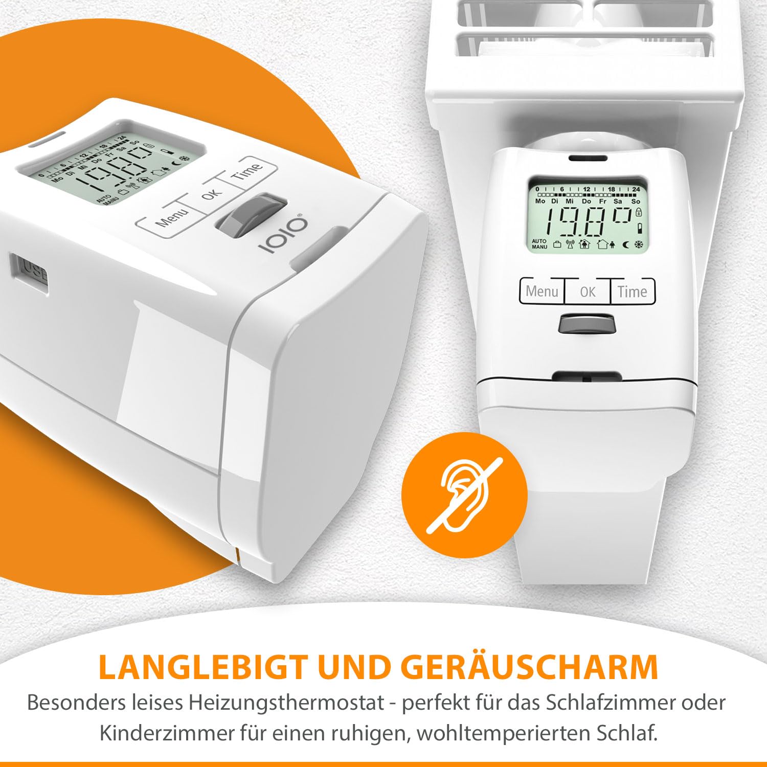 4 Stück Premium Elektronischer Heizungsthermostat HT 2000 - Thermostat Heizung programmierbar - Heizkörper Heizungsregler mit Zeitschaltuhr - Heizkörperthermostat Made in Germany