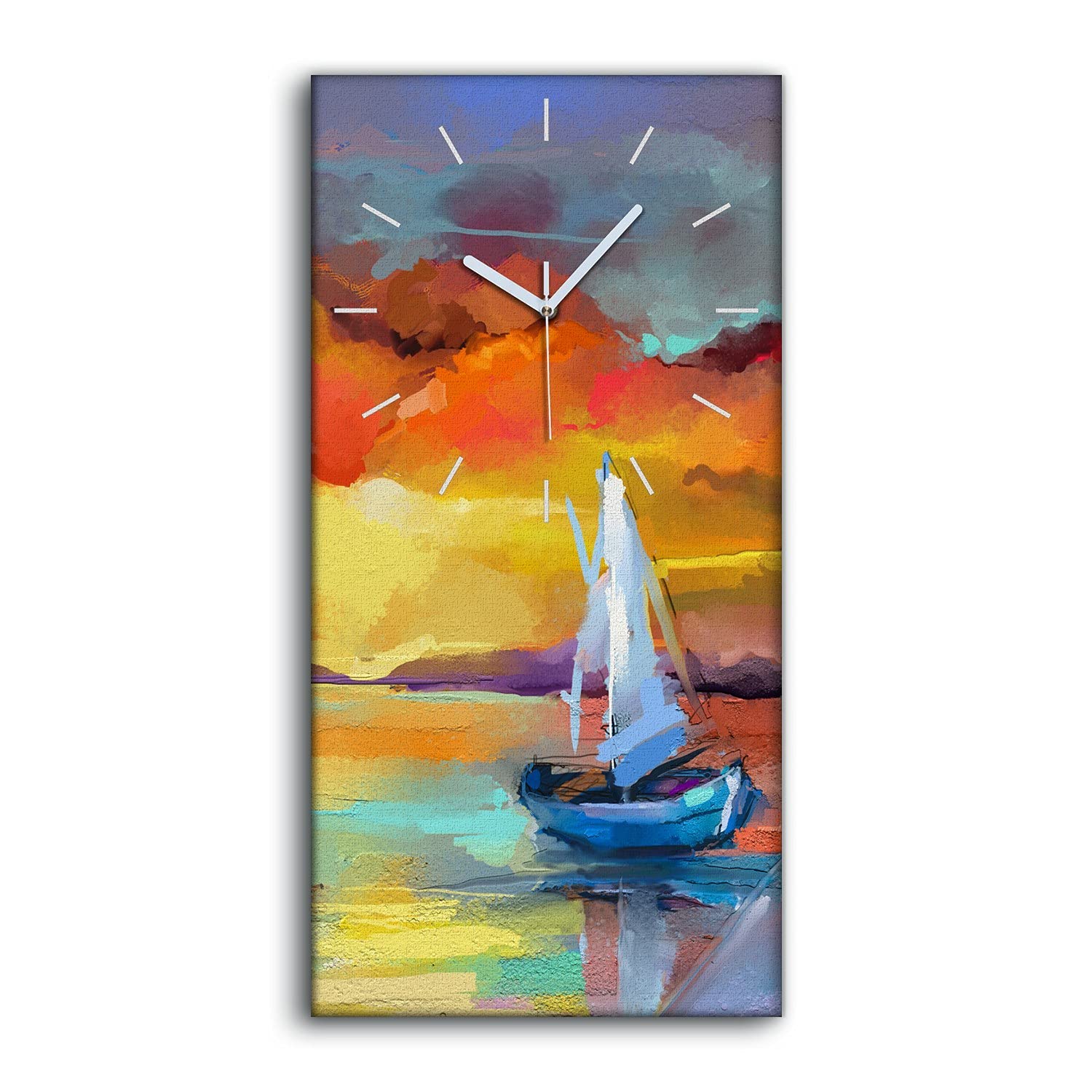 Horloge sur toile 30x60cm sans tic-tac Coloray déco murale salon chambre moderne