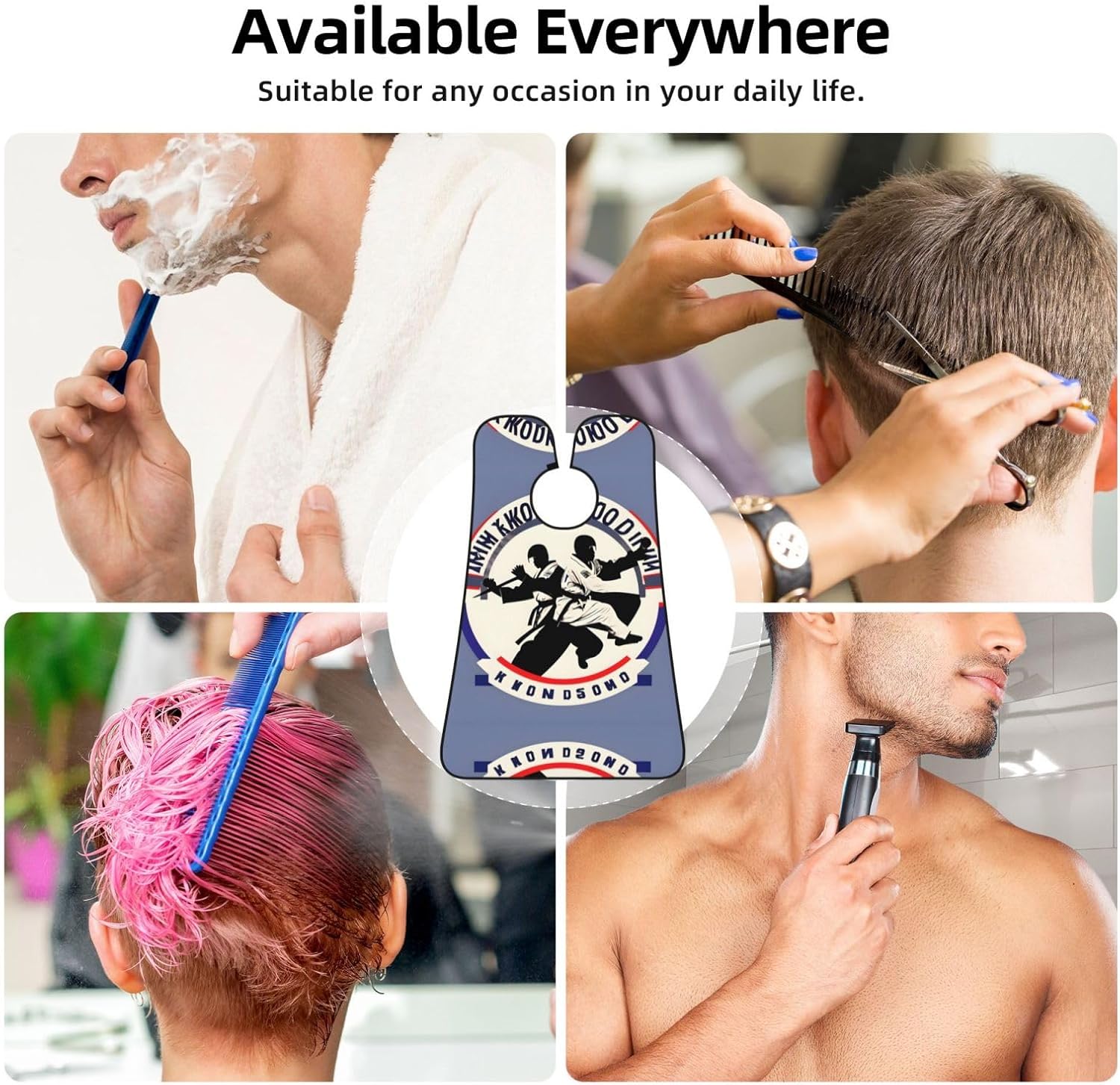 Taekwondo Design Print Beard Bib Apron For Men, Beard Hair Catcher For Men Shaving Trimming,Beard Cape Cloth