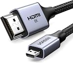 UGREEN 8K Micro HDMI to HDMI Cable,2.1 Ultra High Speed Aluminum Shell Braided Cord 8K@60Hz,4K@240Hz Support HDR eARC Dolby, Compatible with Hero/Raspberry Pi 5 4/Camera,6.6Ft | 4K@240Hz, eARC, 48Gbps, Bi-directional, Dolby Atmos, 3D, Gold Plated, Co