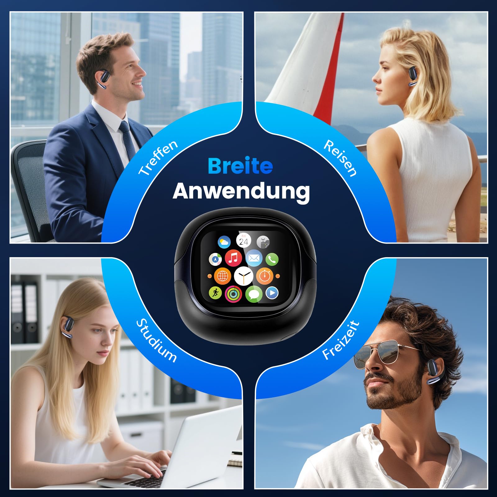 AI übersetzer kopfhörer,Übersetzungskopfhörer mit übersetzung für 134 Sprachen mit LCD Touchscreen, Bluetooth 5.4 Übersetzer Kopfhörer Eübersetzungskopfhörer in echtzeit für Geschäft, Lernen (Schwarz)