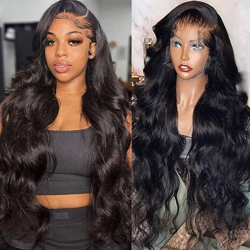 Lemoda Wholesale 13X4 Body Wave Human Hair Lace Front Wigs 30inch Natural Black 200% Density Brazilian HD Lace Wig Natural Hairline Color 1B Long Length 100% Human Hair Wig - 30 Inch - 13x4 Body Wave Wig Natural Black