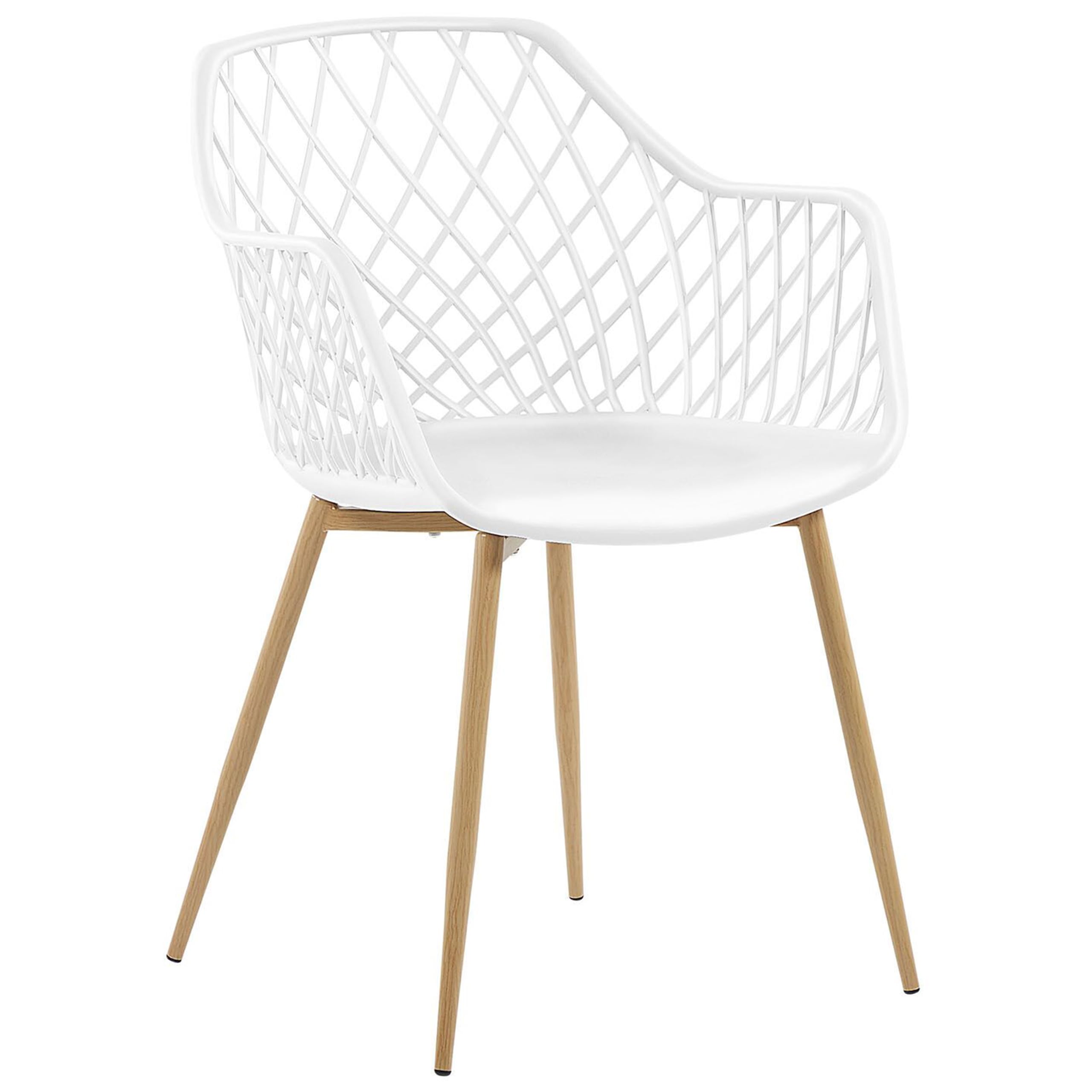 Beliani Conjunto De 2 Sillas De Comedor Blanco Madera Clara Material