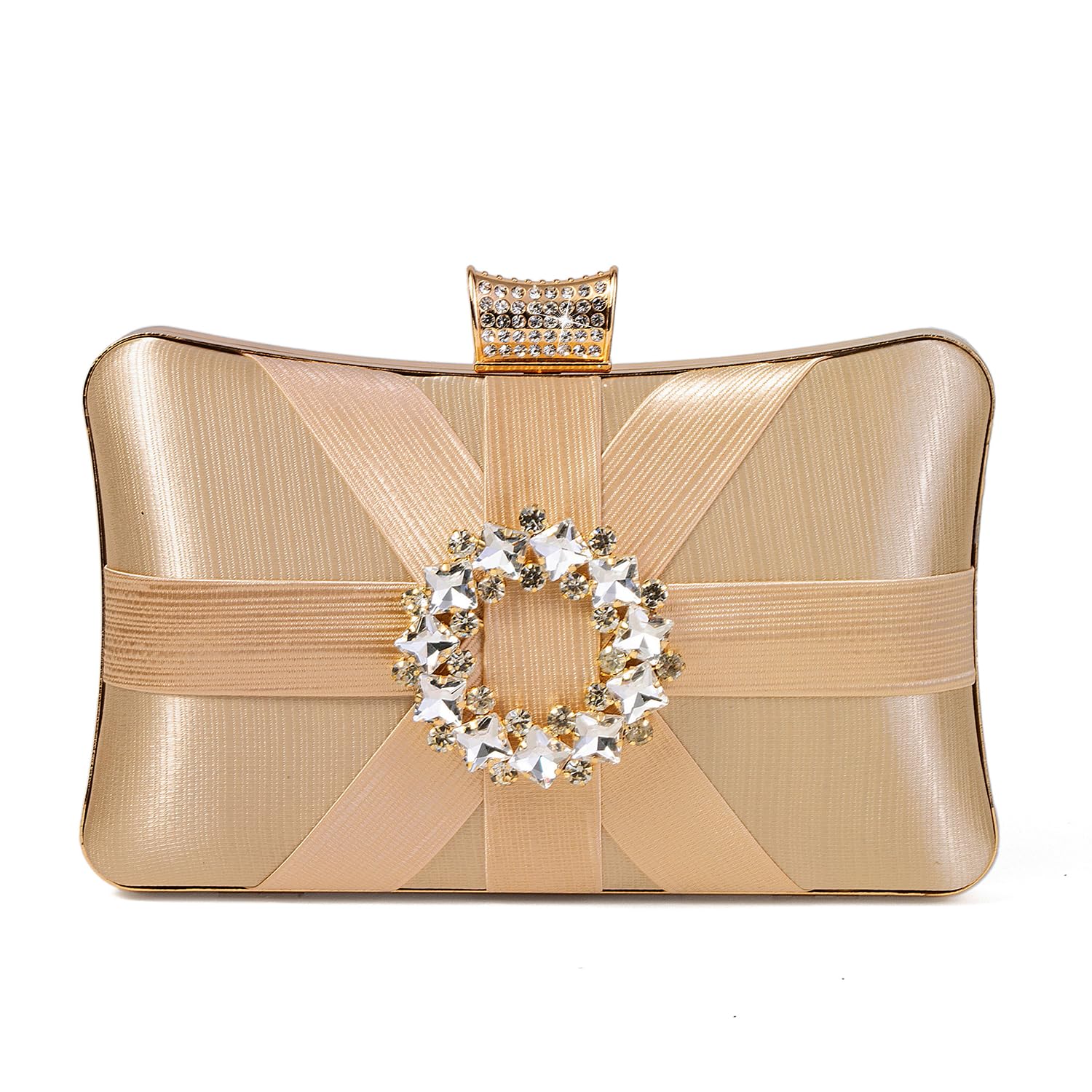DA BODAN Fashion Womens Jane Satin Diamante Clutch Rhinestone Evening Bridal Prom Party Handbag Crossbody Purse Chain Bag