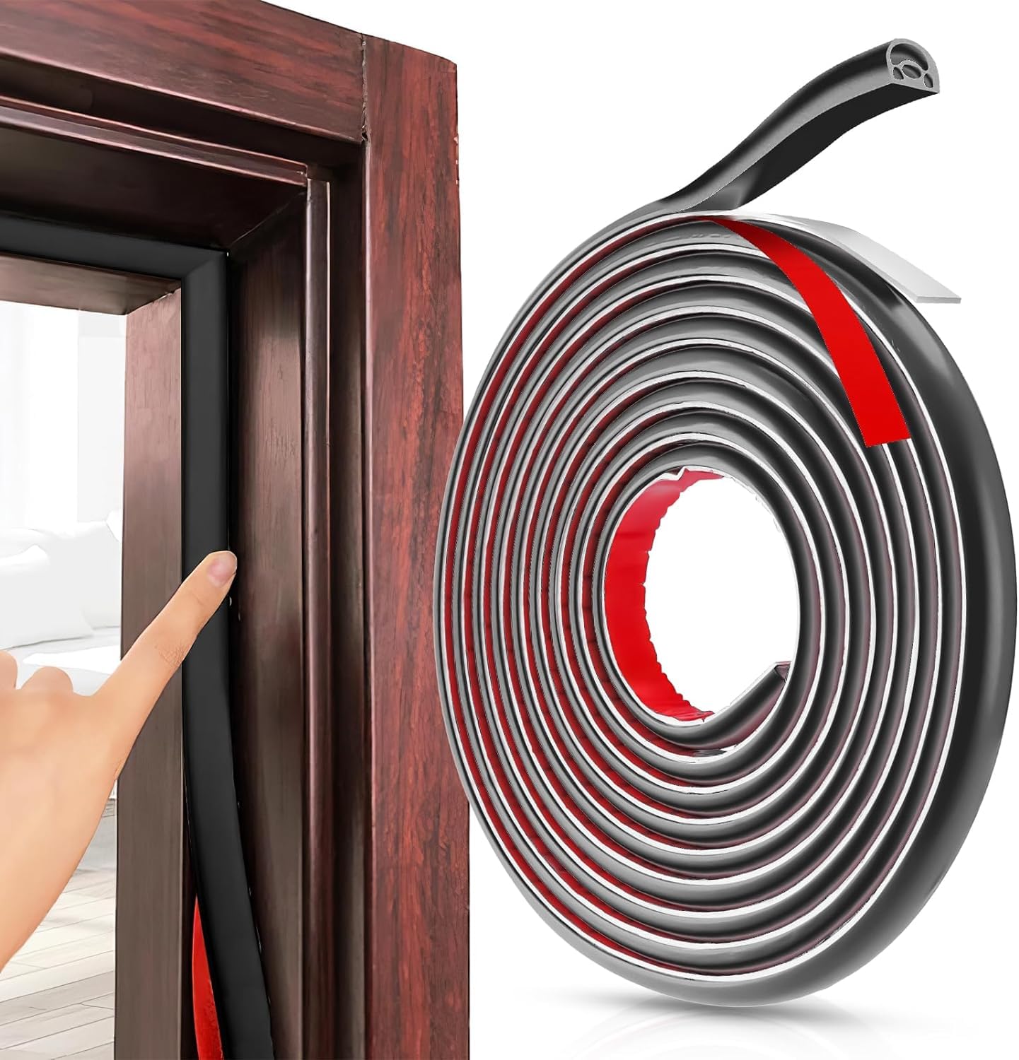 Sponsored Ad – Door Weather Stripping, 19.7Ft Self-adhesive D-Type Silicone Seal Strip, Acoustic Door and Window Seals for Gaps of 5-8mm/0.2-0.3in (black)