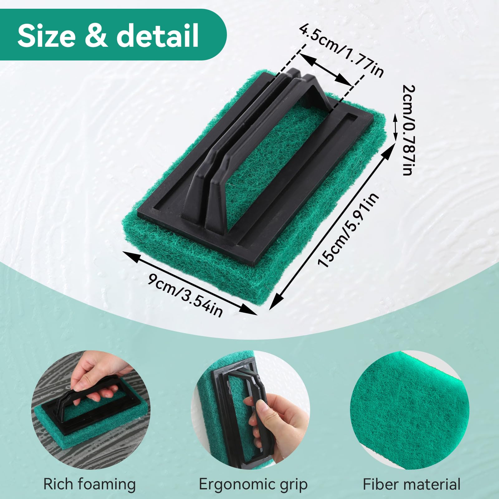 Kitchen Sponge Cleaning Sponge with Plastic Handle, Handle Sponge Brush, Heavy Duty Cleaning Sponge Scrub Brush - Image 3