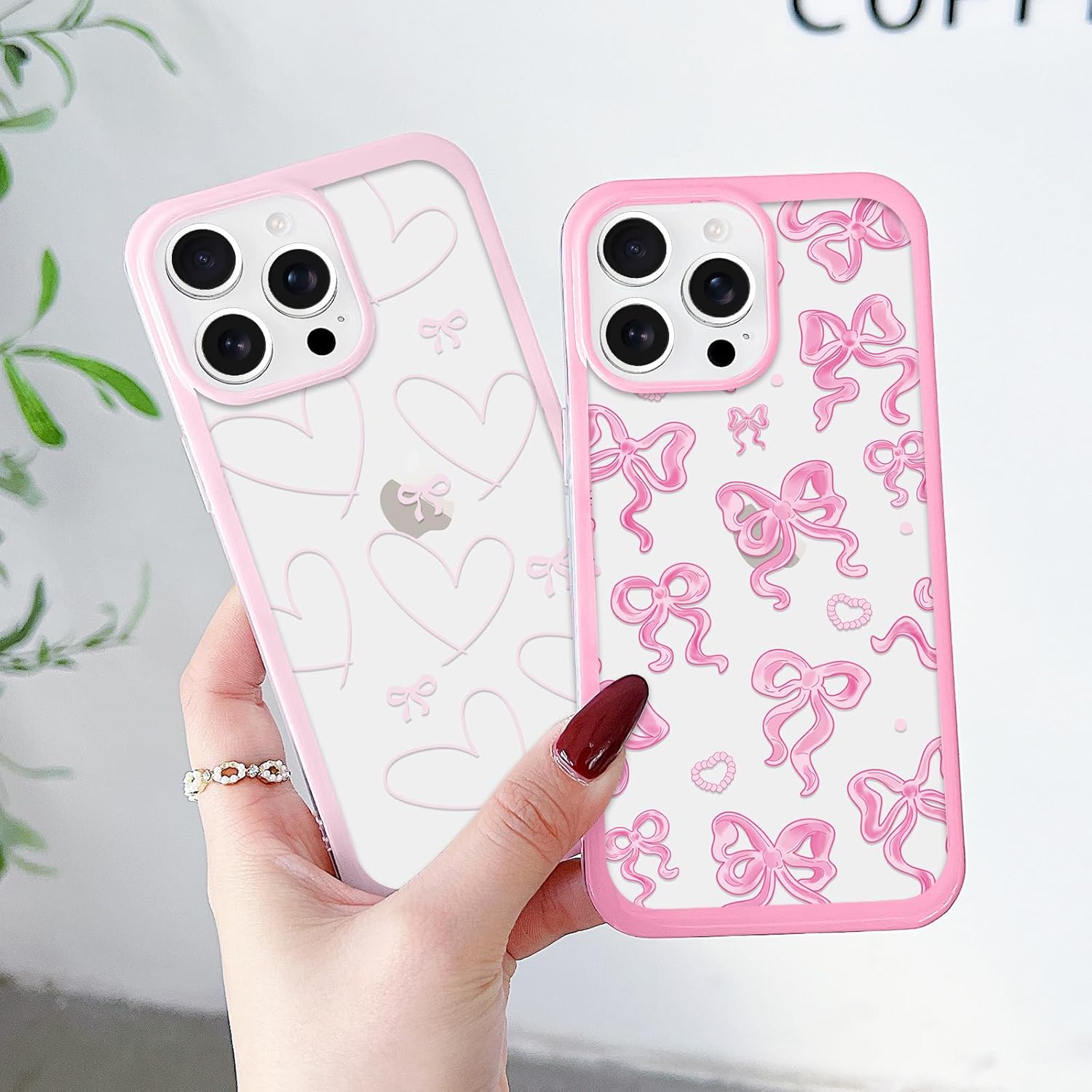 for iPhone 16 Pro Case for Women Girls, Clear Cute Ribbon Bowknot Pattern Luxury Aesthetic Bow Design Transparent Slim Soft TPU Shockproof Protective Phone Case for iPhone 16 Pro, Big Bow - Image 7