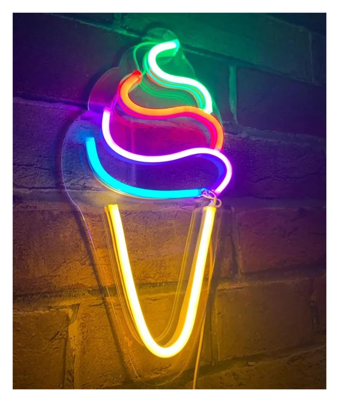 LEMST Signs Lamp Ice Cream Neon Sign, Party Room Decor Busniess Signs, Dessert House Ice Cream Decoration, Handmade Neon Lamp 20.3x42.7cm