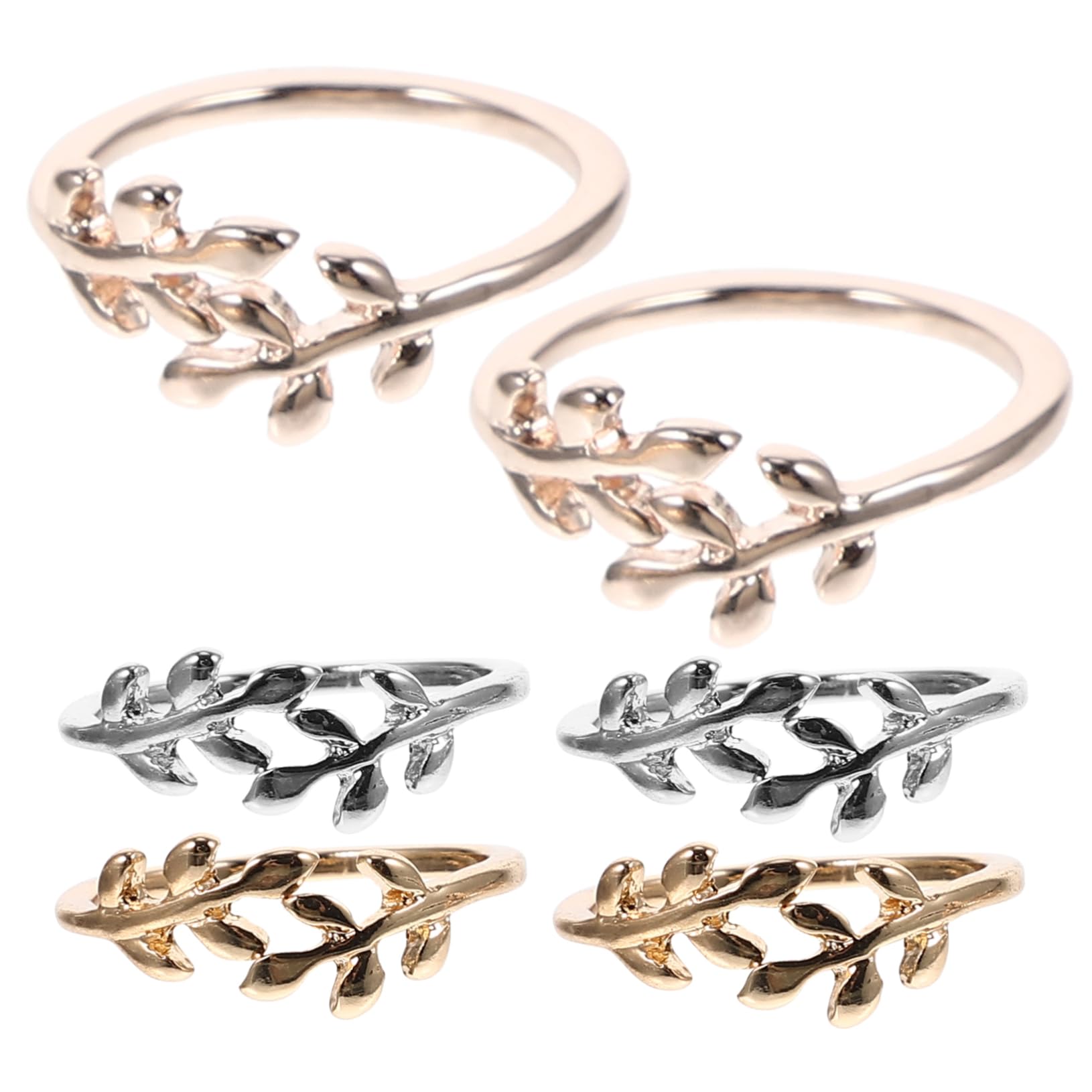 Housoutil 6Pcs Adjustable Leaf Design Crochet Rings Yarn Tension Rings for Knitting Crochet Accessories Finger Loop Thimbles for Craft Projects