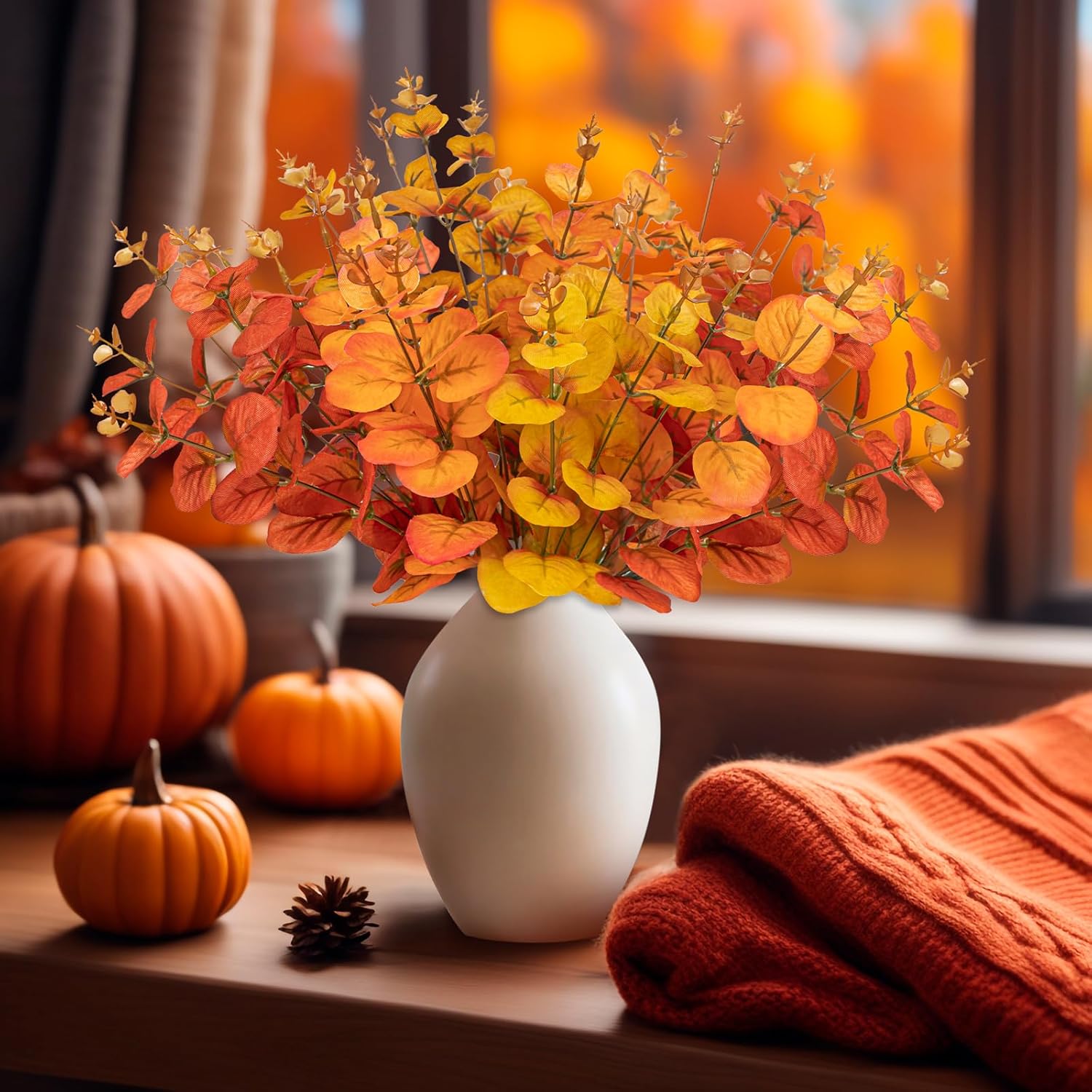 10PCS Fall Decorations for Home Flowers Artificial - Fake Plants Thanksgiving Autumn Decor Outdoor - Image 7