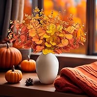 Vista 7 de 10 piezas de decoración de otoño para el hogar, flores artificiales, plantas falsas, Acción de Gracias, decoración de otoño al aire libre