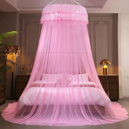 Miniatura 2 de Kertnic Toldo de cama con mosquitera para niñas, toldo de princesa, cortina de cama de malla fina transparente, toldos de cama para niños y adultos,