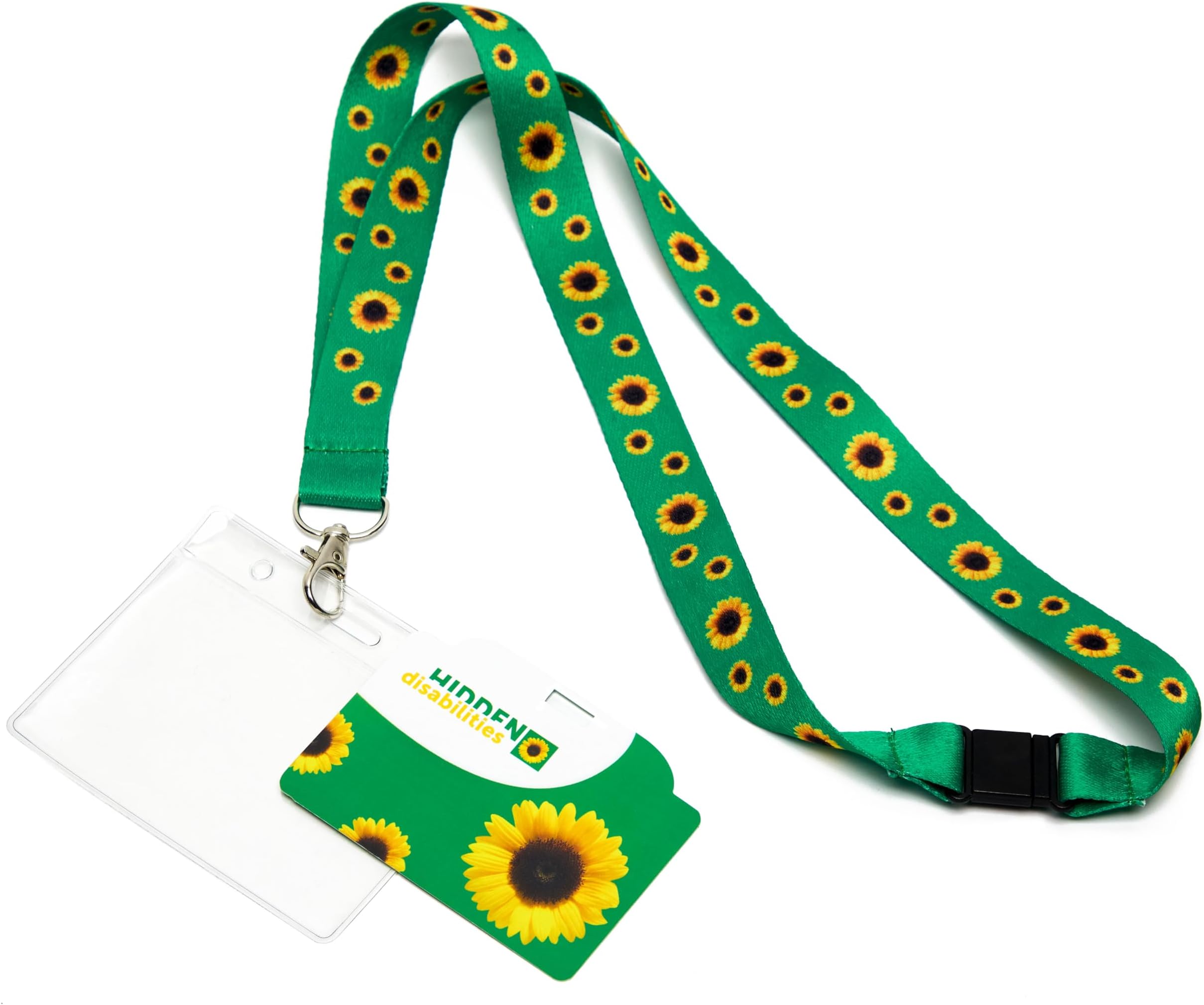 Official Hidden Disabilites Sunflower Lanyard (70cm) & ID Card for Smaller Person or Child | 1 Set of Hidden Disabilities Sunflower Lanyard with ID Holder Breakaway & Awareness Card